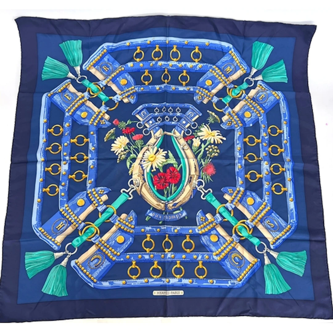 An Hermes silk 'Aux Champs' scarf, 90x90cm