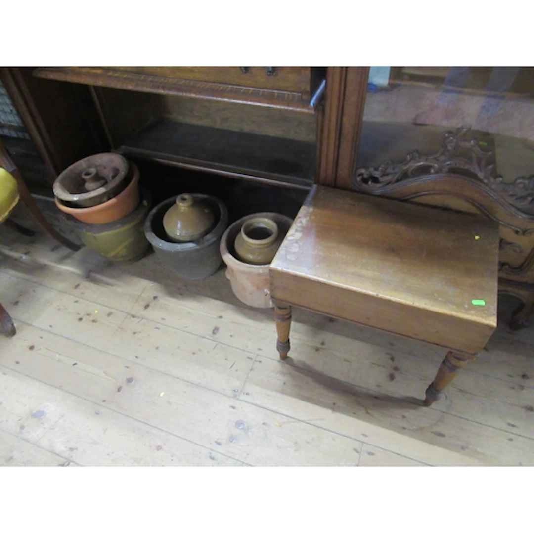 A mahogany commode, together with various pots etc.