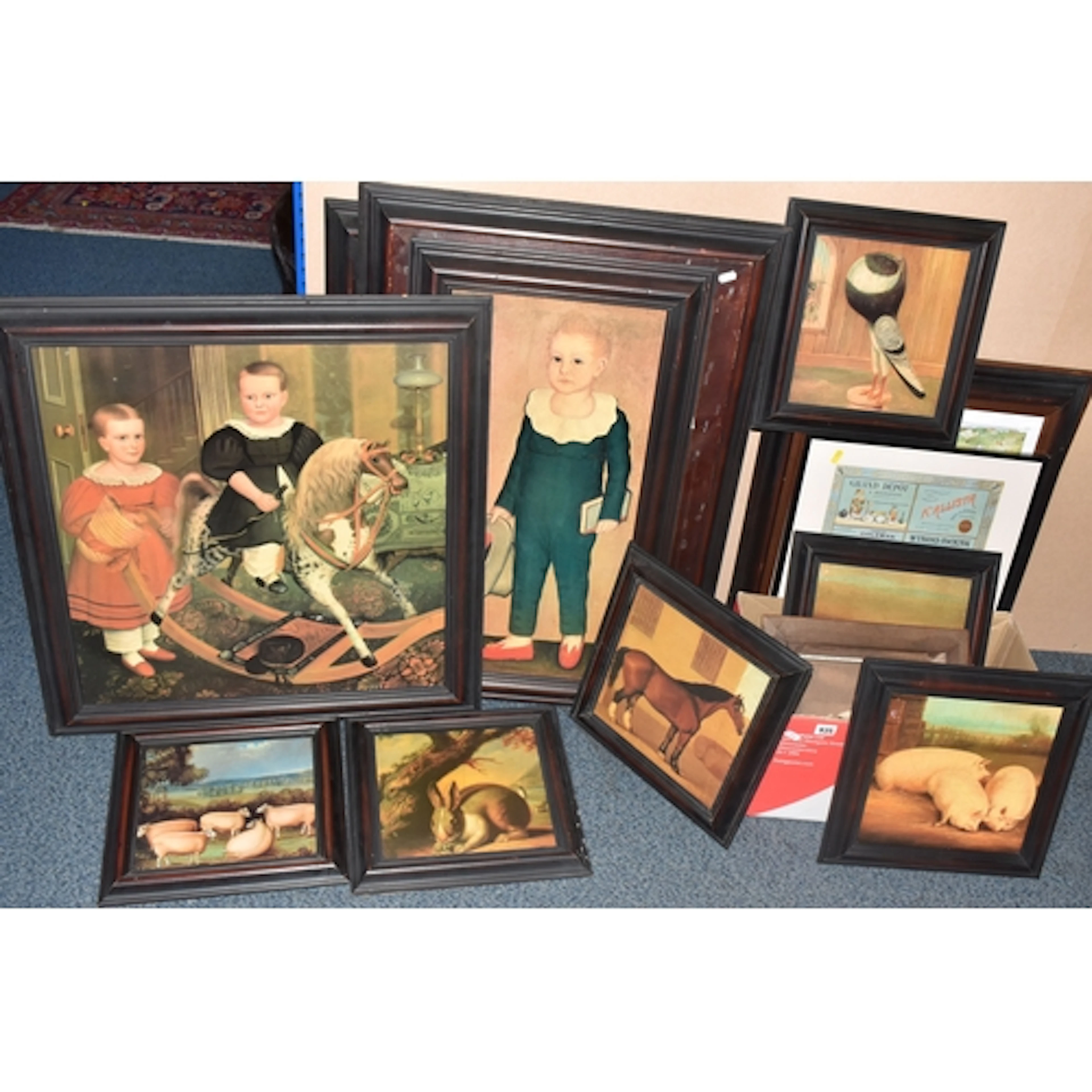 A COLLECTION OF DECORATIVE PRINTS AND A WATERCOLOUR, to incl...