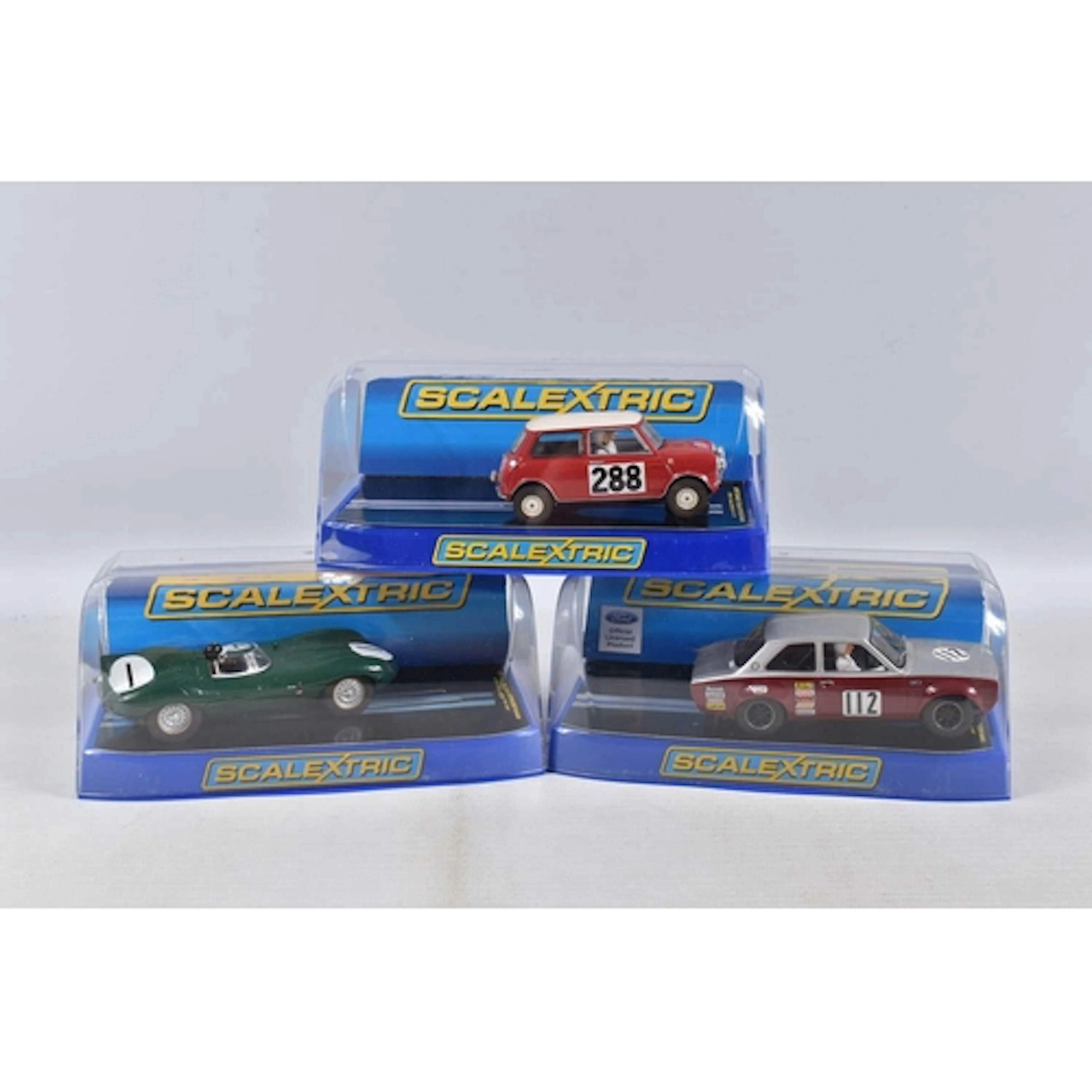 THREE REBOXED SCALEXTRIC MODEL SLOTCARS, all cars are loose ...