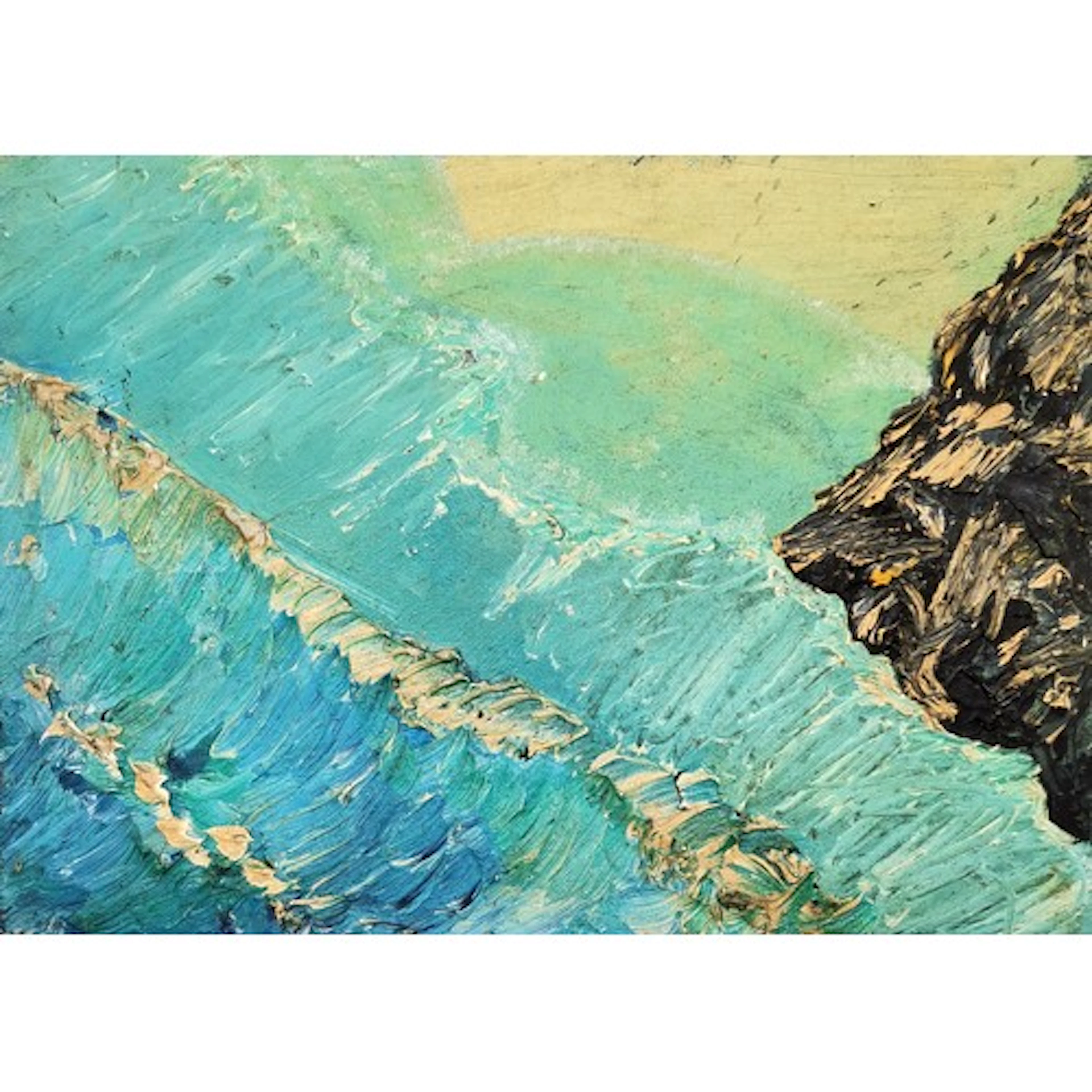 Hamish Mcleod contemporary oil on board painting of a clifft...