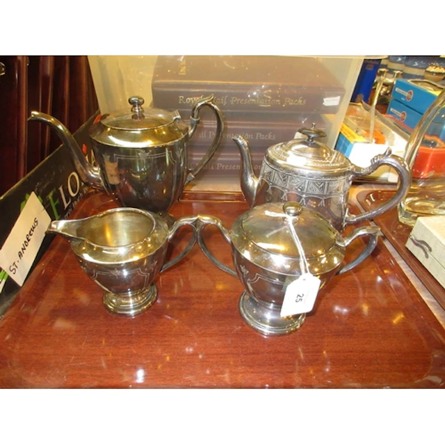 Wm A. Rogers Silver Plated 3 Piece Coffee Set and a Teapot
