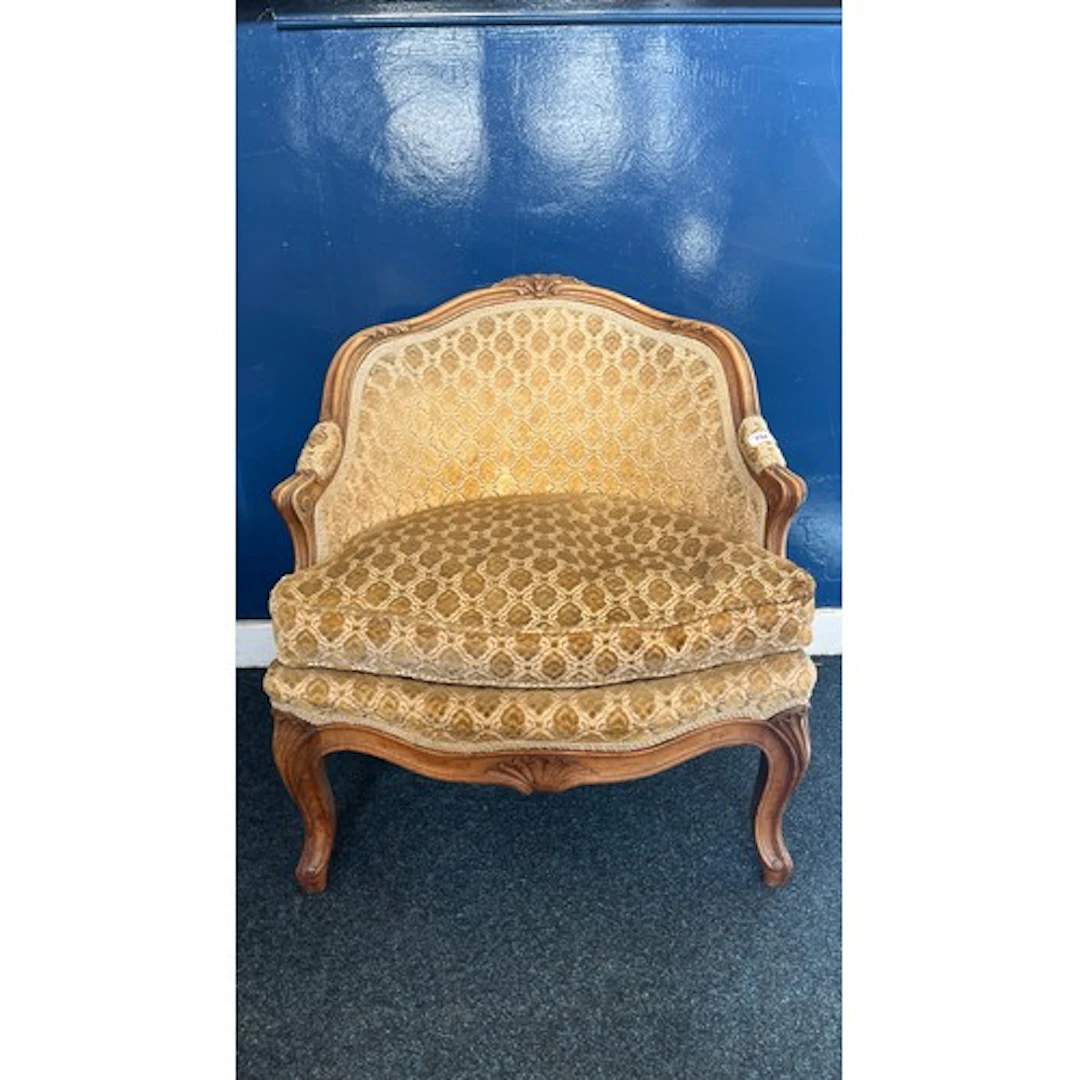 French rococo style upholstered armchair.