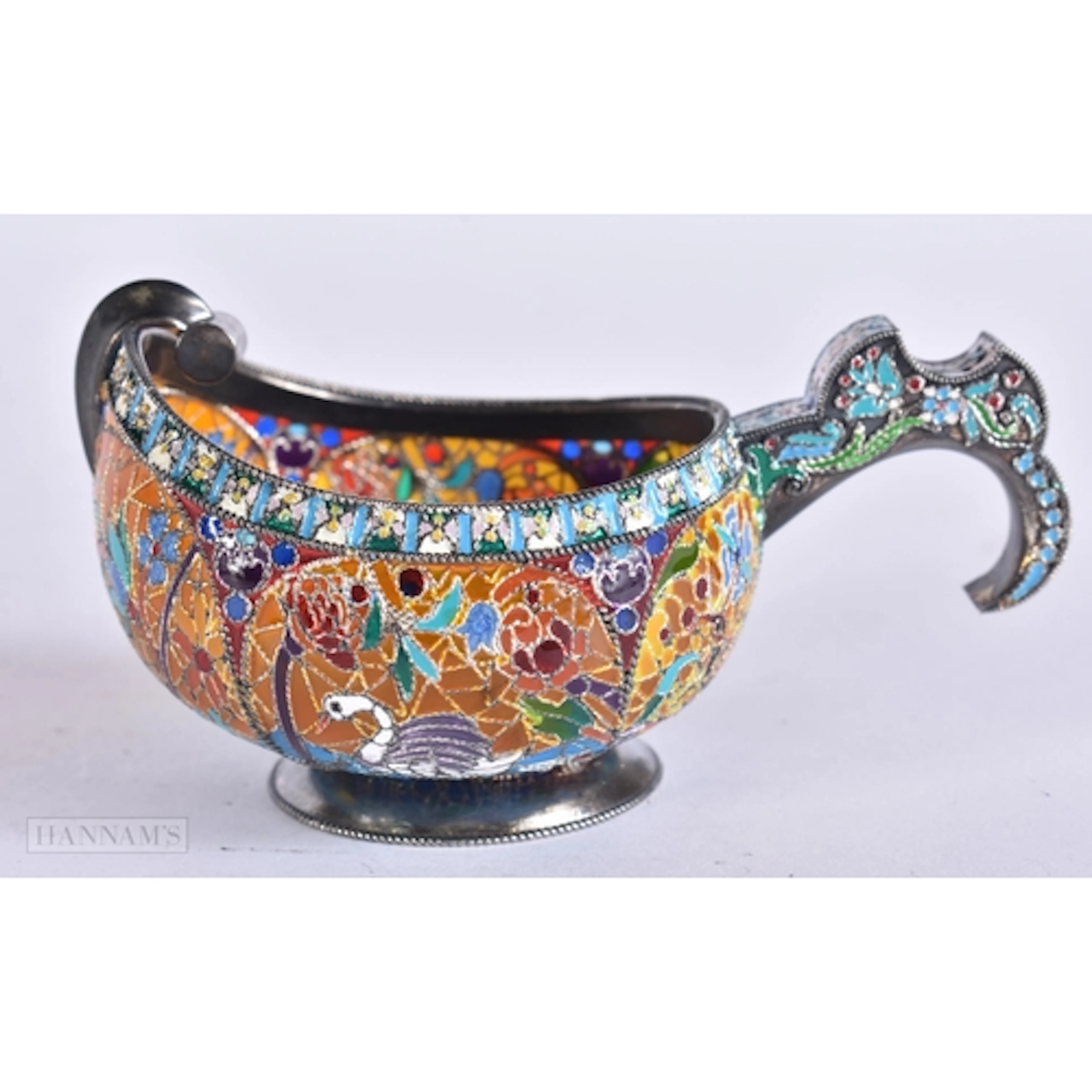 A LOVELY CONTINENTAL SILVER AND PLIQUE A JOUR ENAMEL KOVSCH....