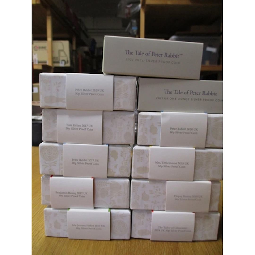 Beatrix Potter collection of boxed silver proofs with 1oz £2...