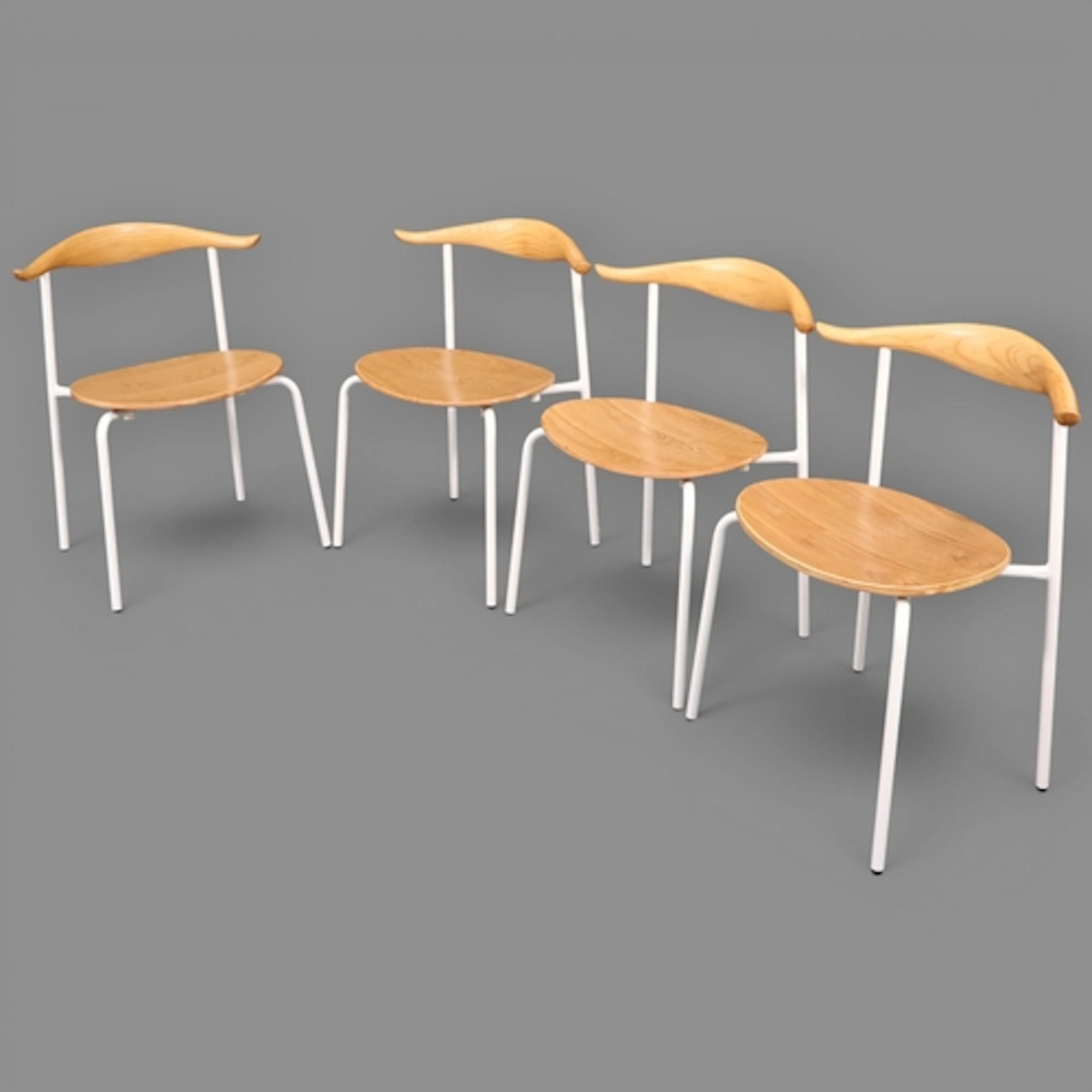 A set of four mid-century style wooden and white enamelled s...