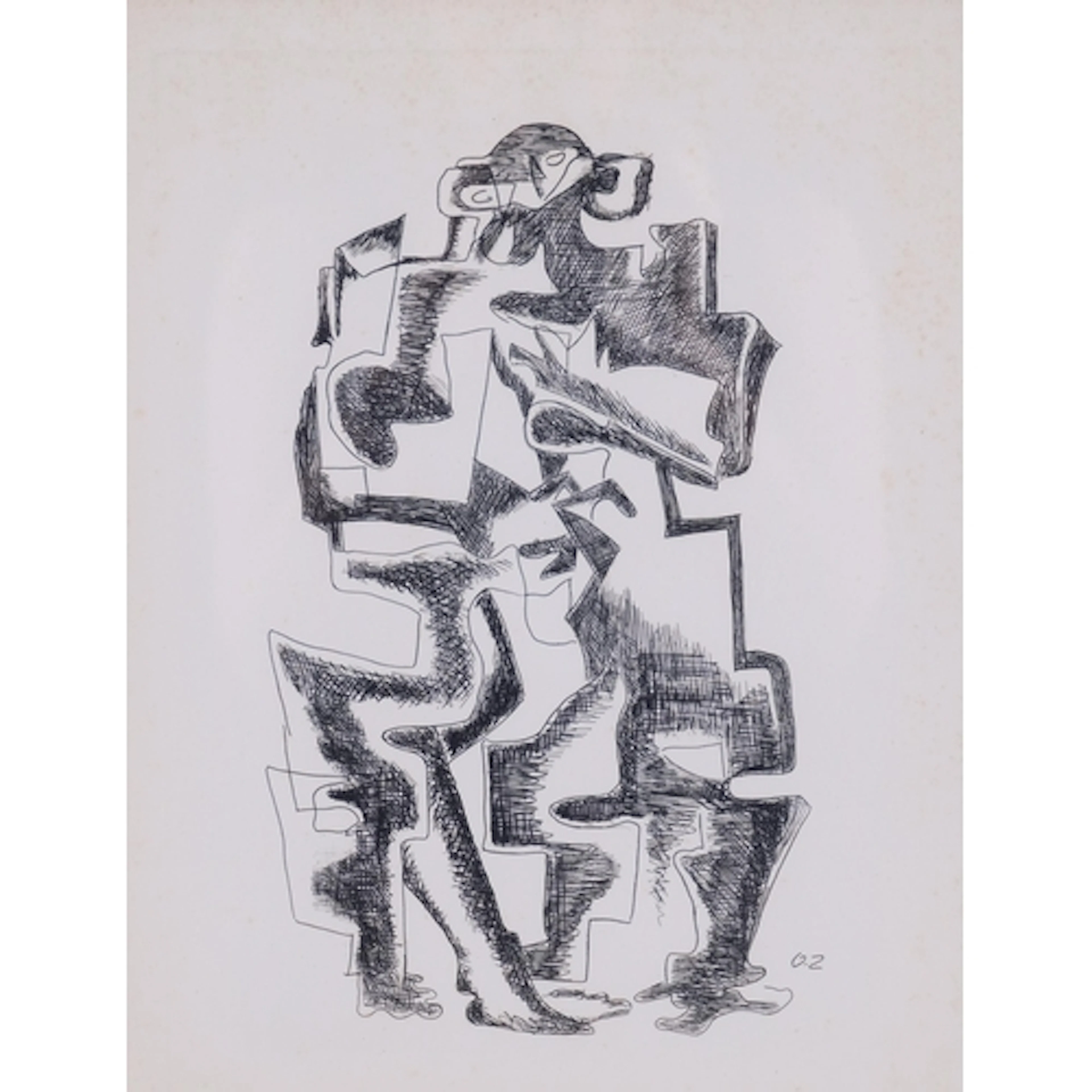 Ossip Zadkine, abstract, etching for Peintes Poetes, 1963, f...
