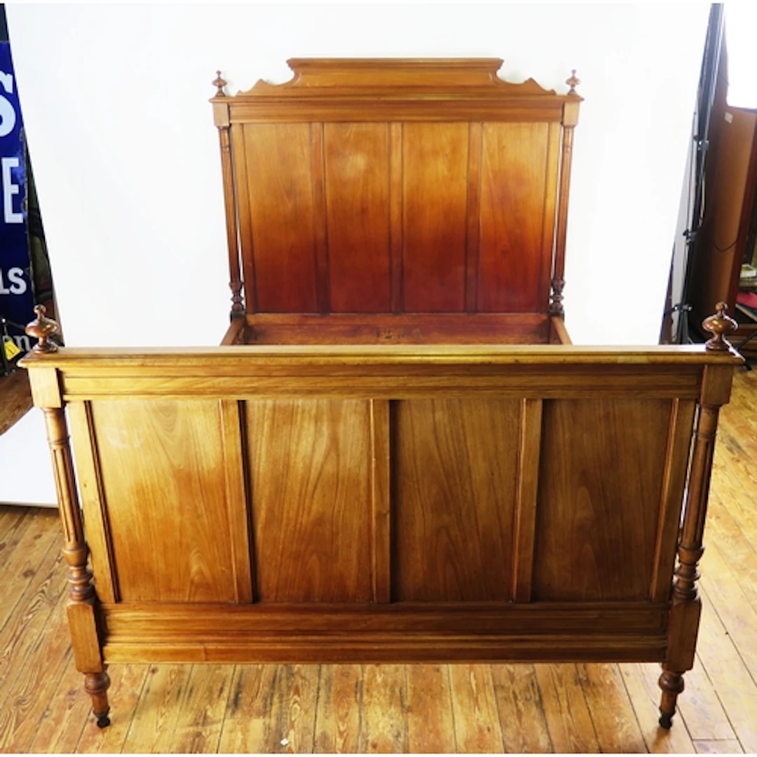 A mahogany double bed head and foot board, the head board o...