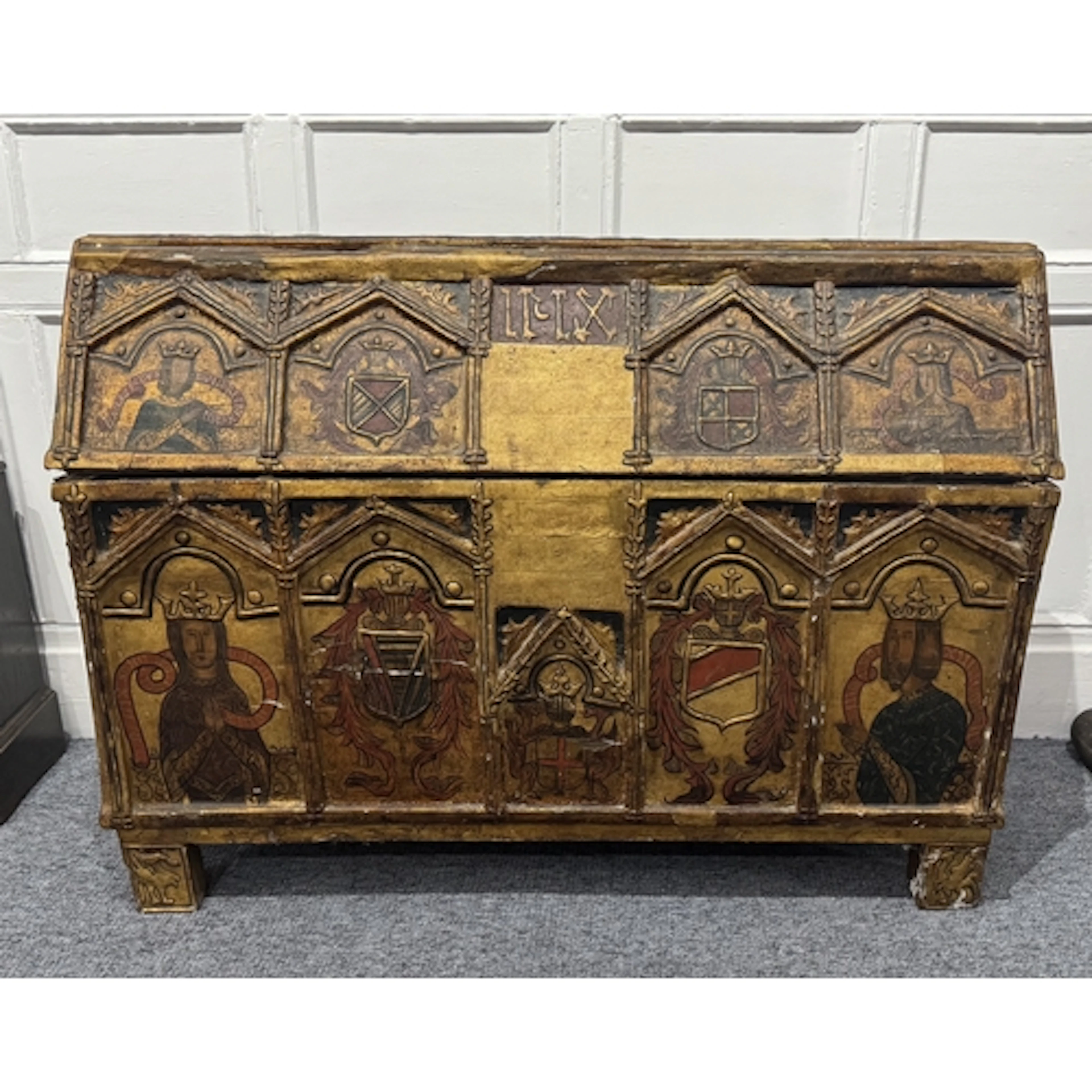 Furniture A 19th century medieval-style reliquary chest or ...