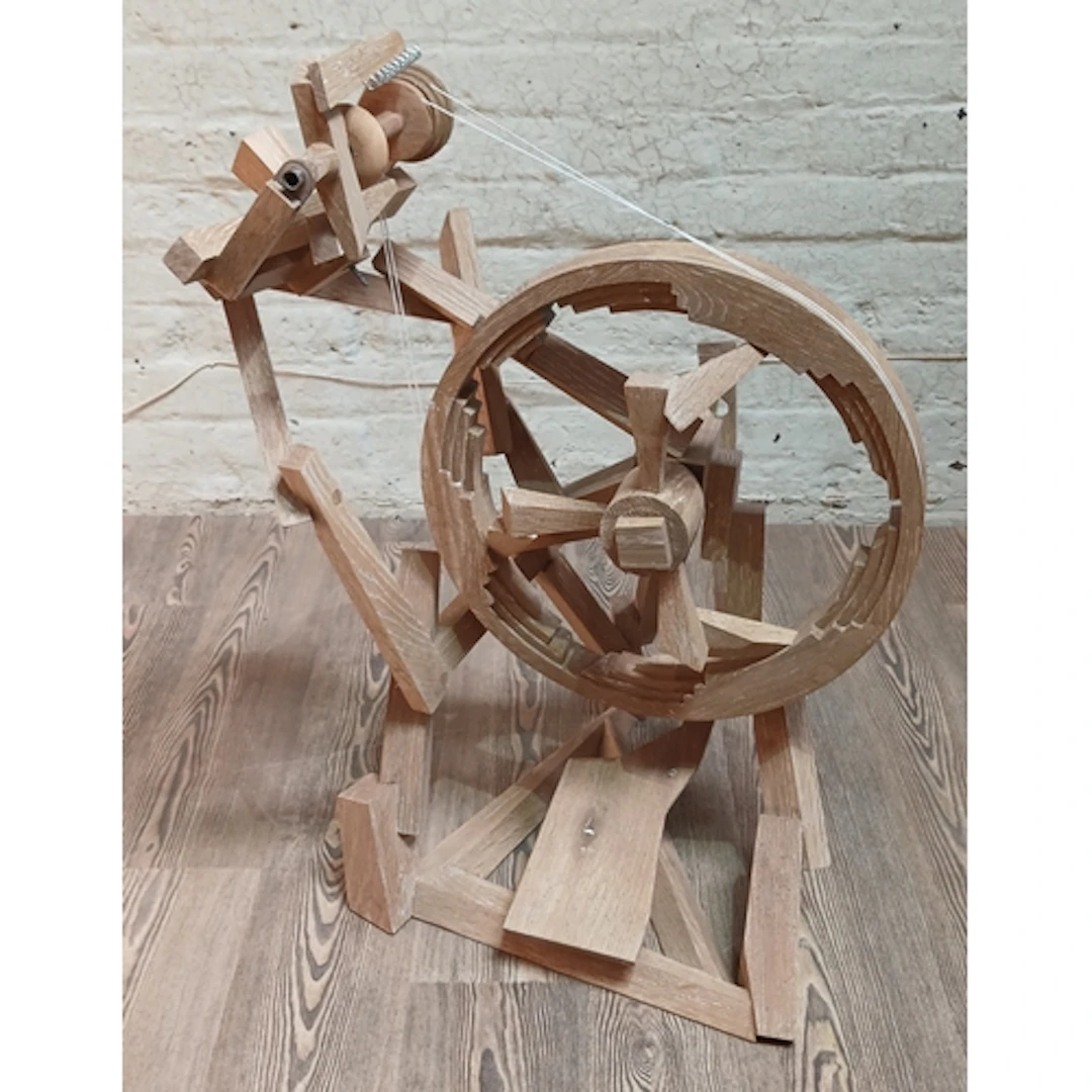 John Southworth Prescott (b1939), spinning wheel, limed oak,...