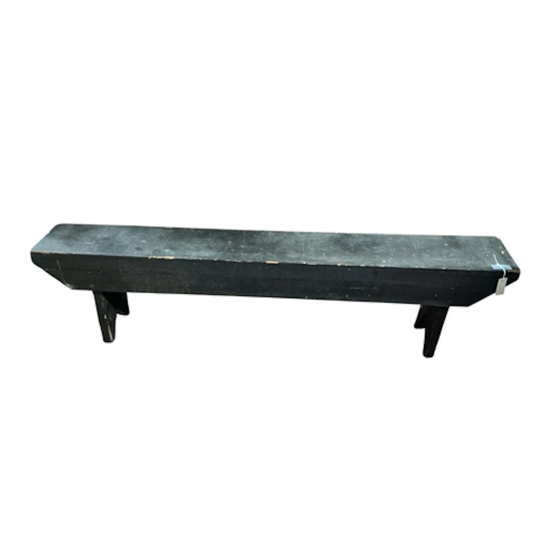 A Provincial Victorian stained pine bench, width 181cm, dept...