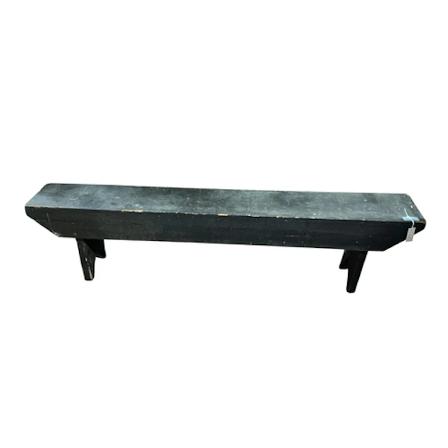 A Provincial Victorian stained pine bench, width 181cm, dept...