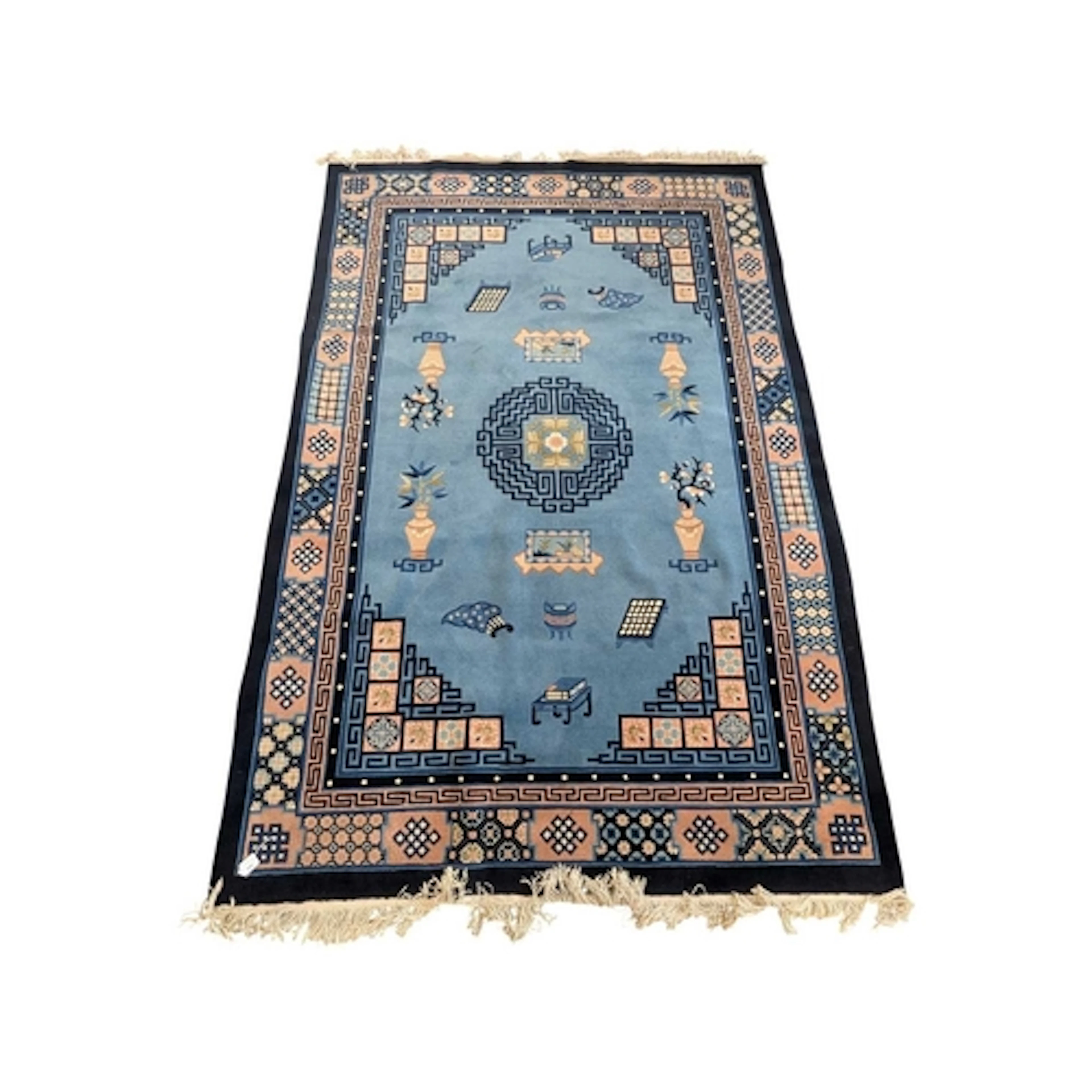 A large vintage 20th century Chinese Peking carpet floor rug...