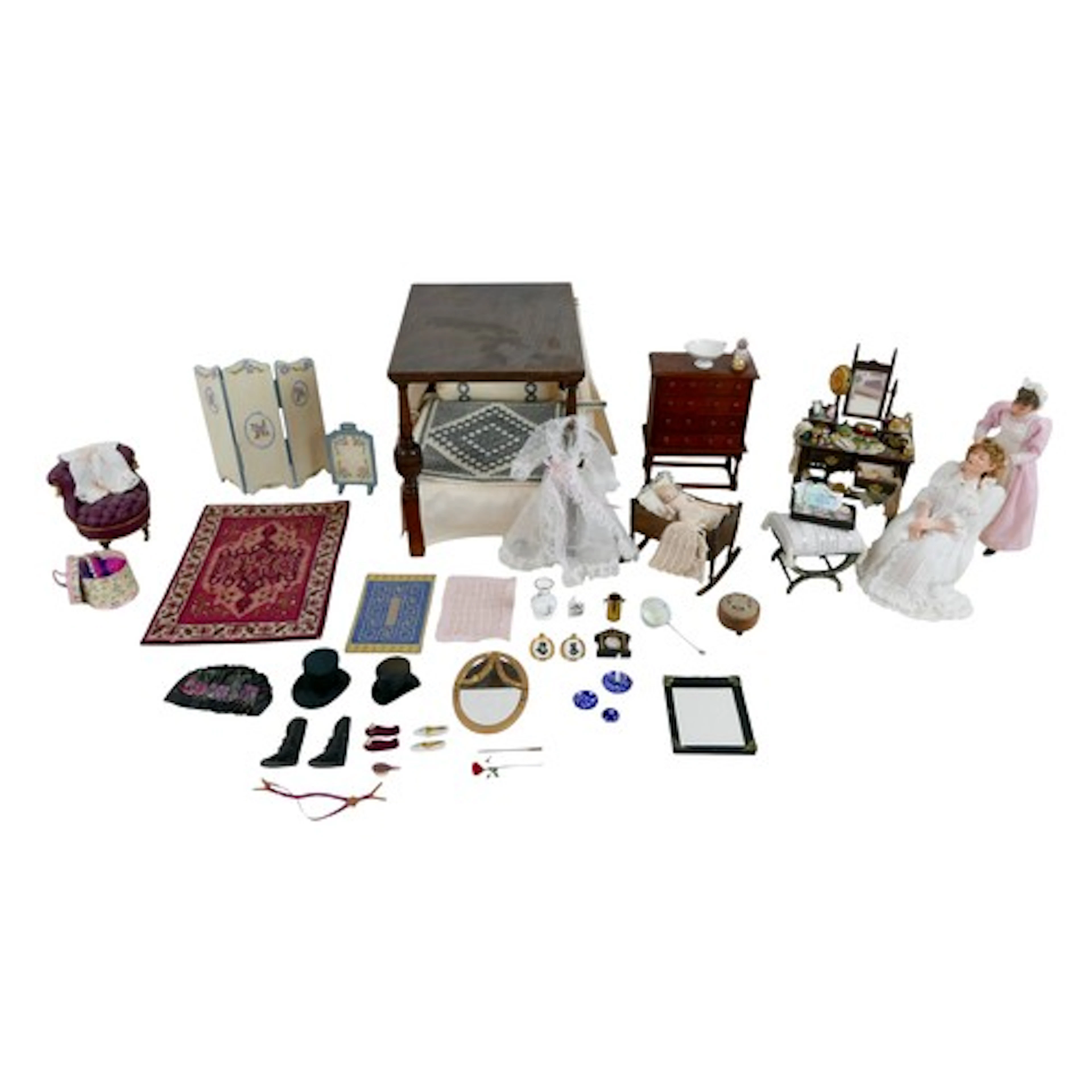 A quantity of miniature doll's house furniture and accessori...