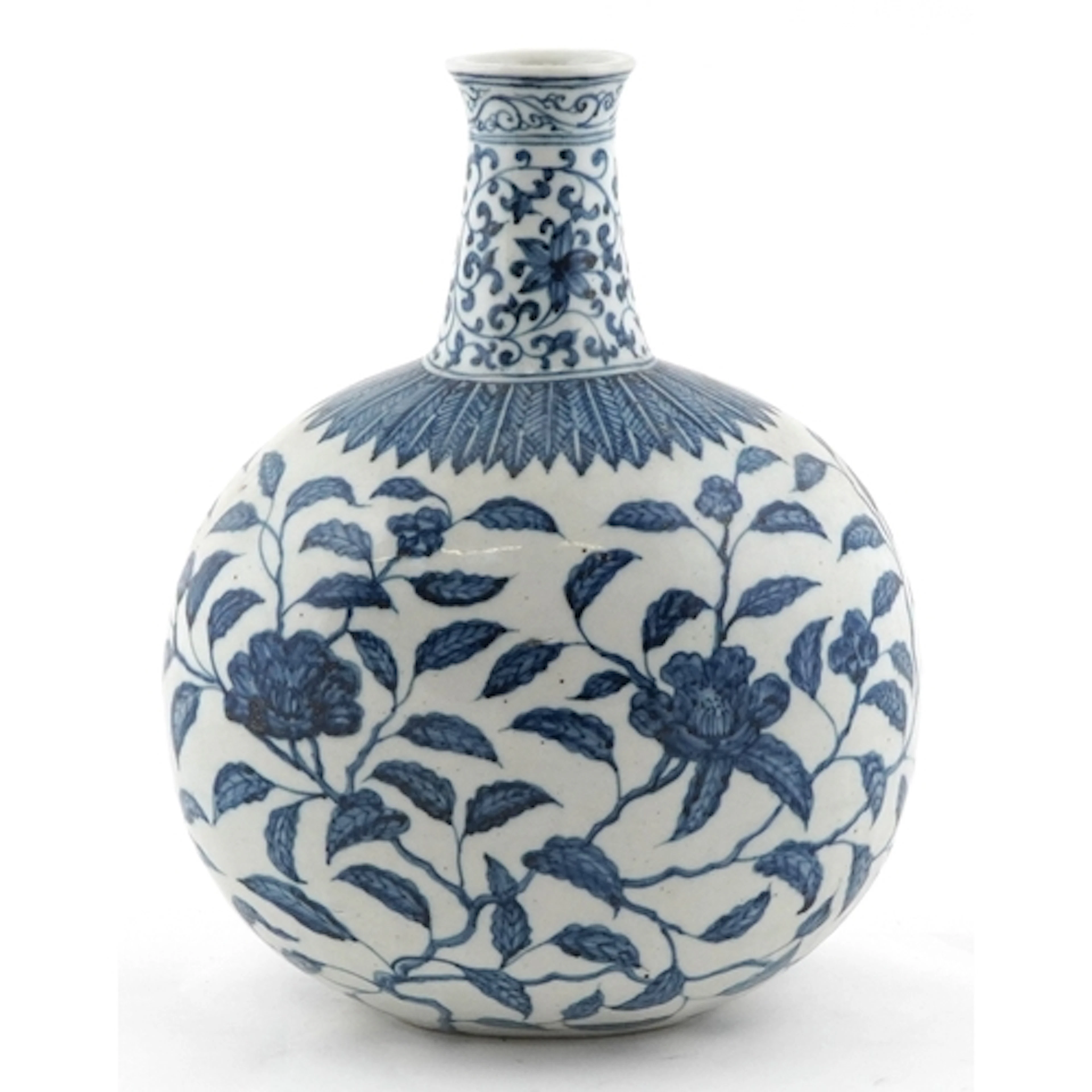 Large Chinese porcelain globular vase with hand painted flor...