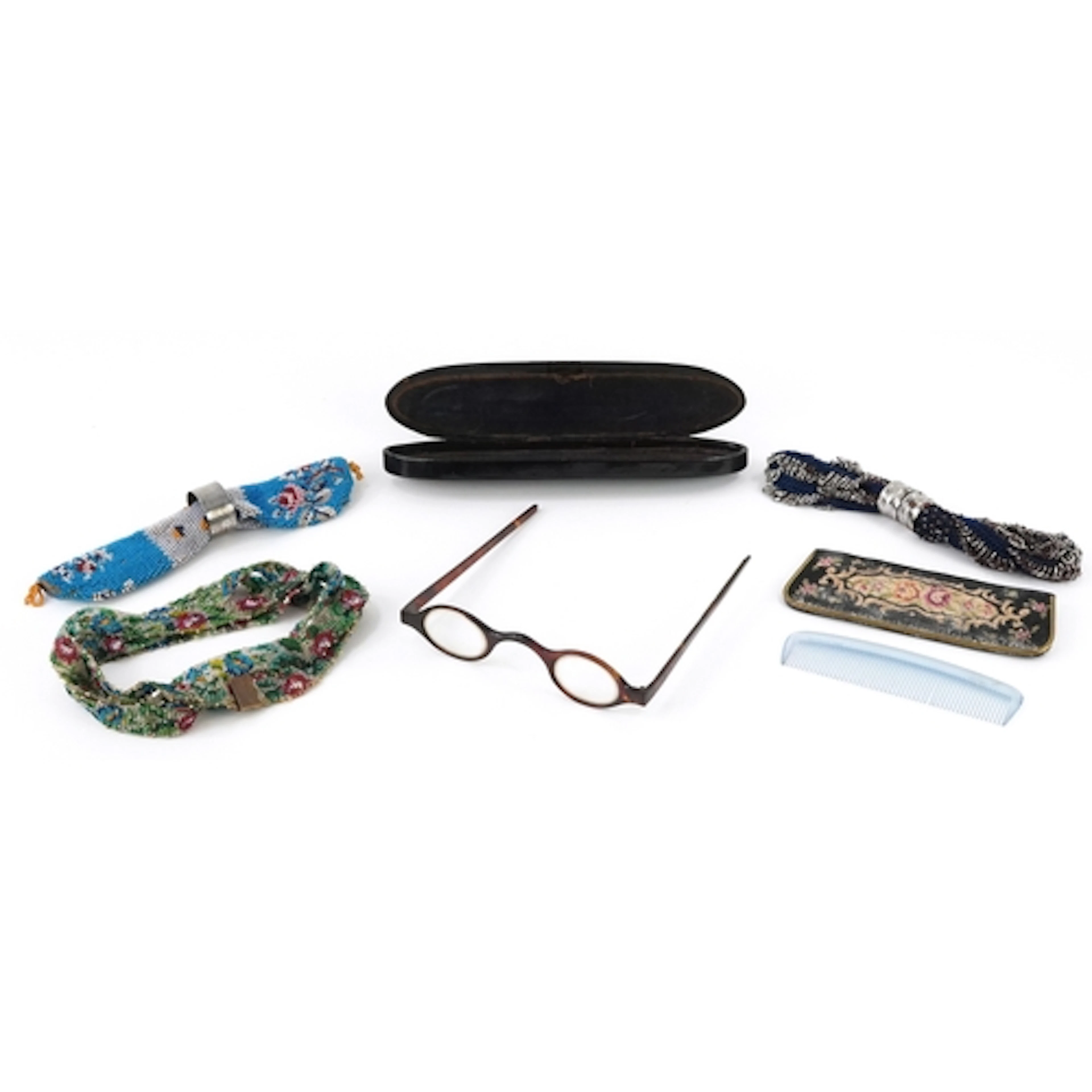 Victorian sundry items including a micro beaded miser's purs...