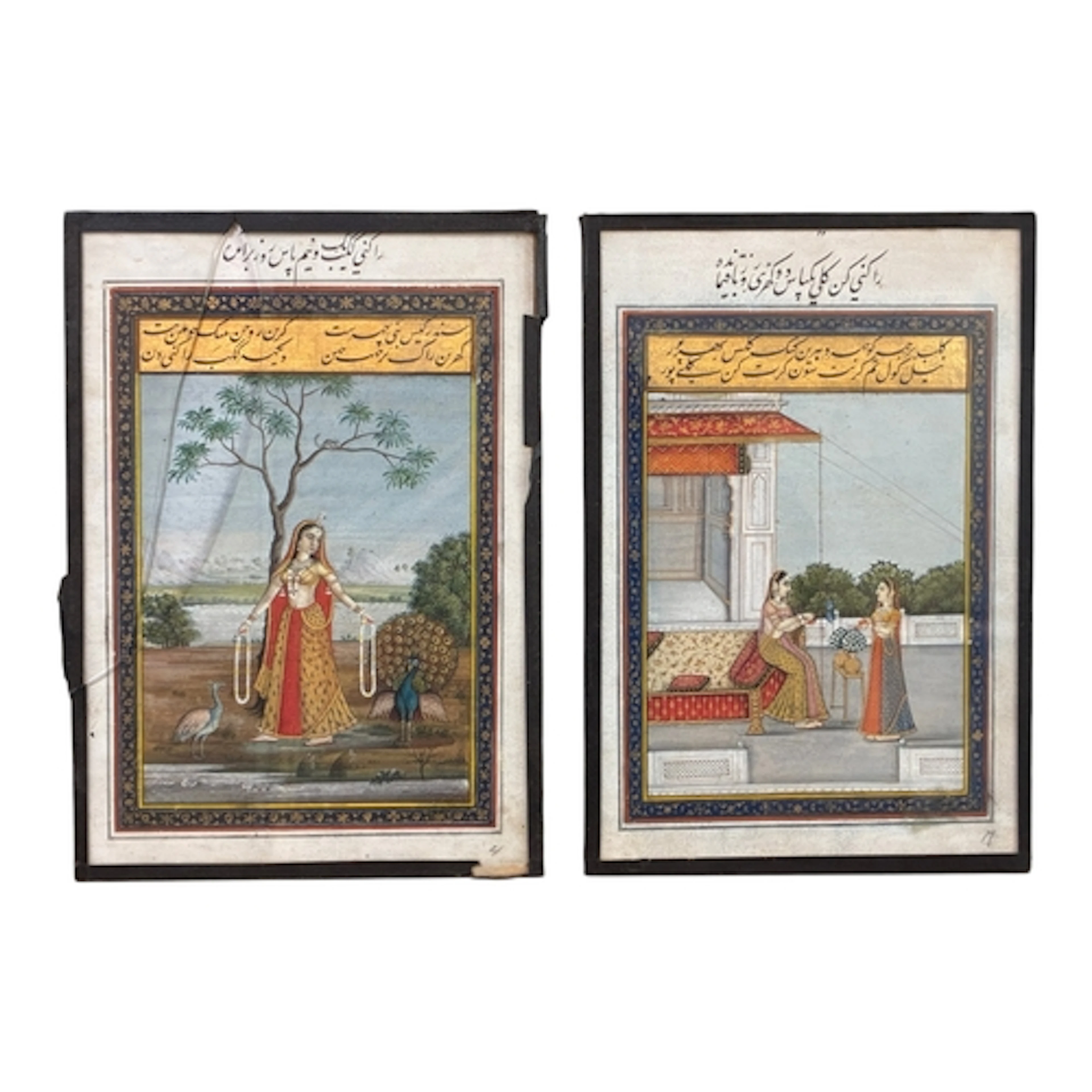 Two Indian Mughal illustrated manuscripts featuring figurati...
