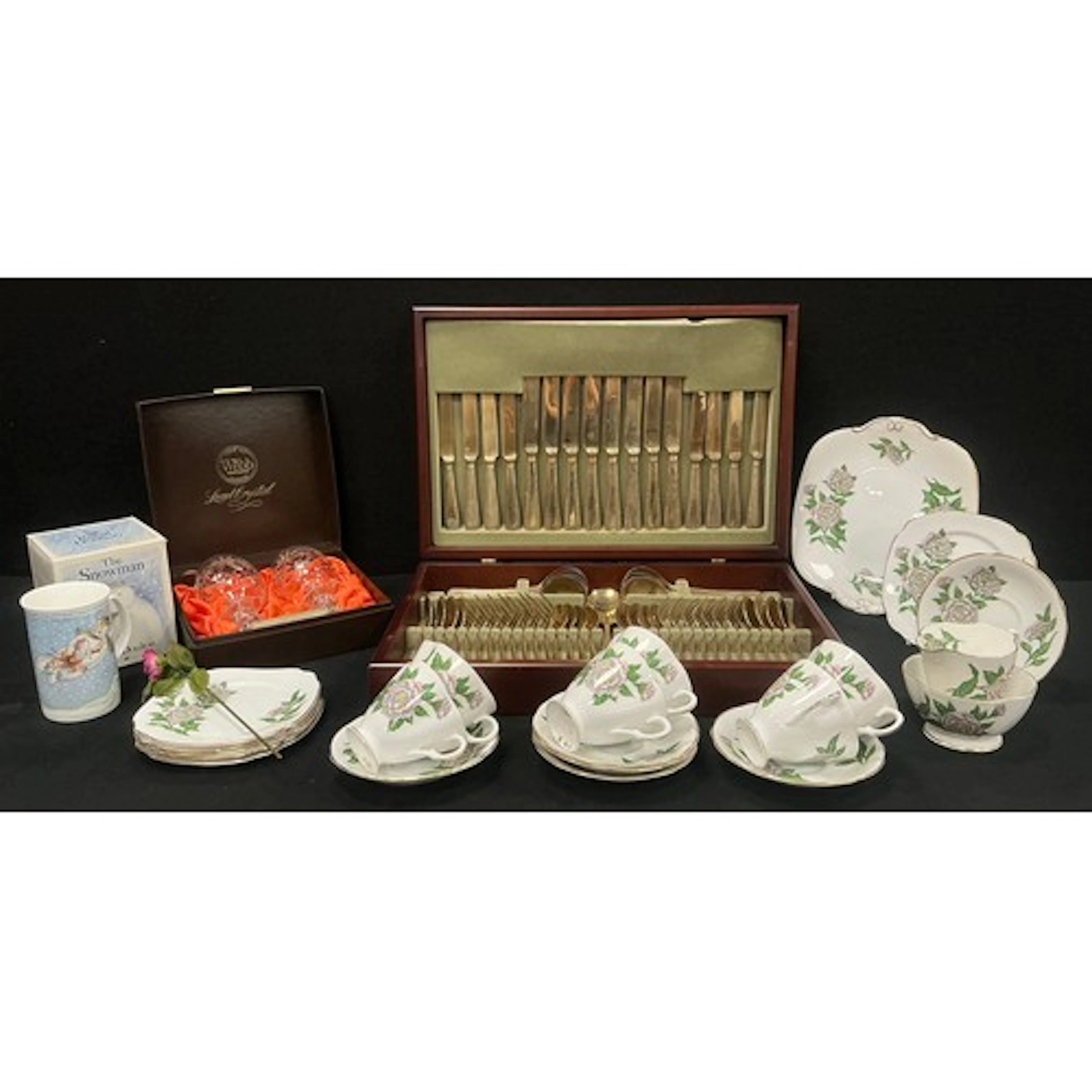 A Viners Sheffield canteen for eight, Windsor floral six set...