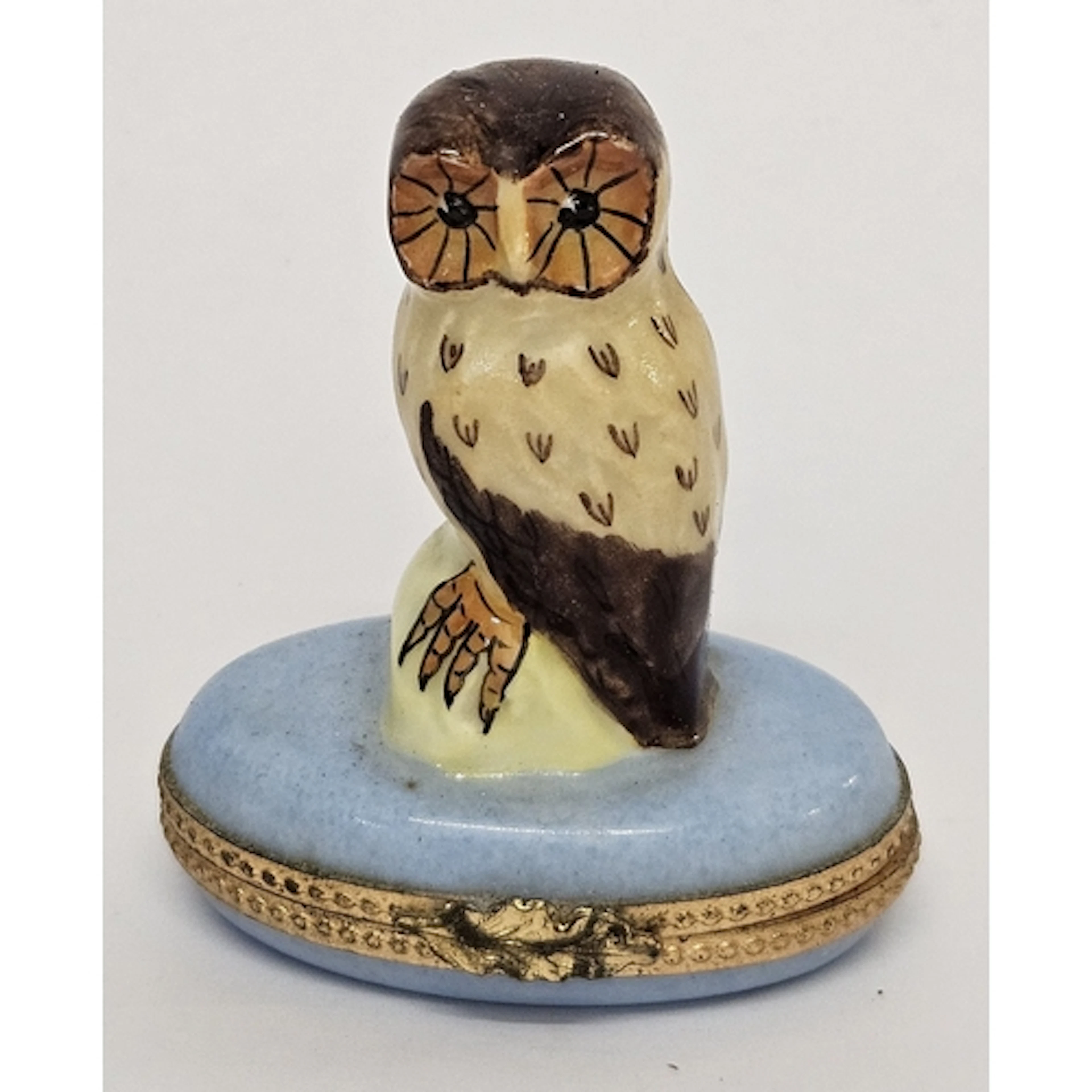 Asprey Limoges Porcelain Owl Figurine Pill/Trinket pot appro...