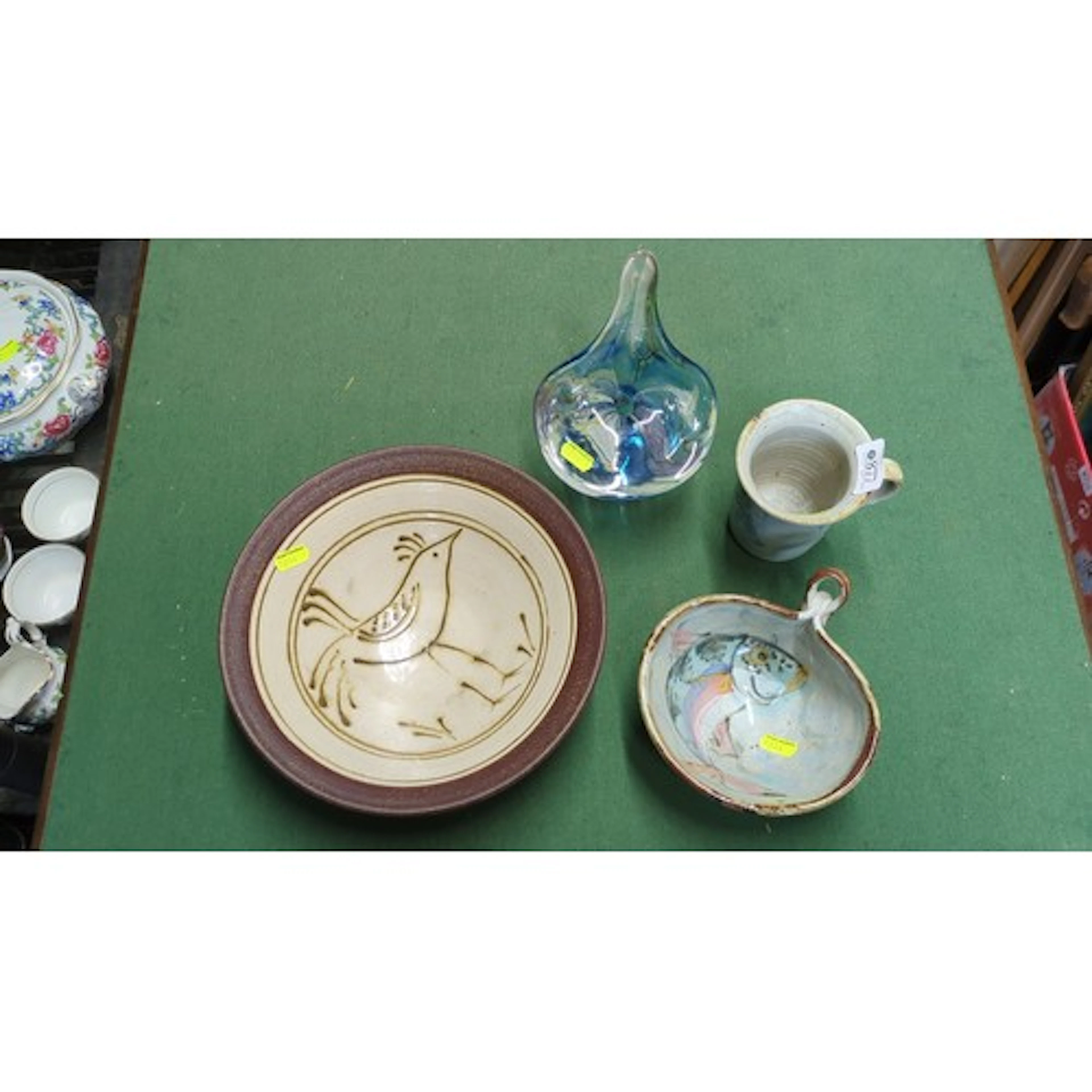 A group of 4 x studio ceramic pieces comprising a stoneware ...