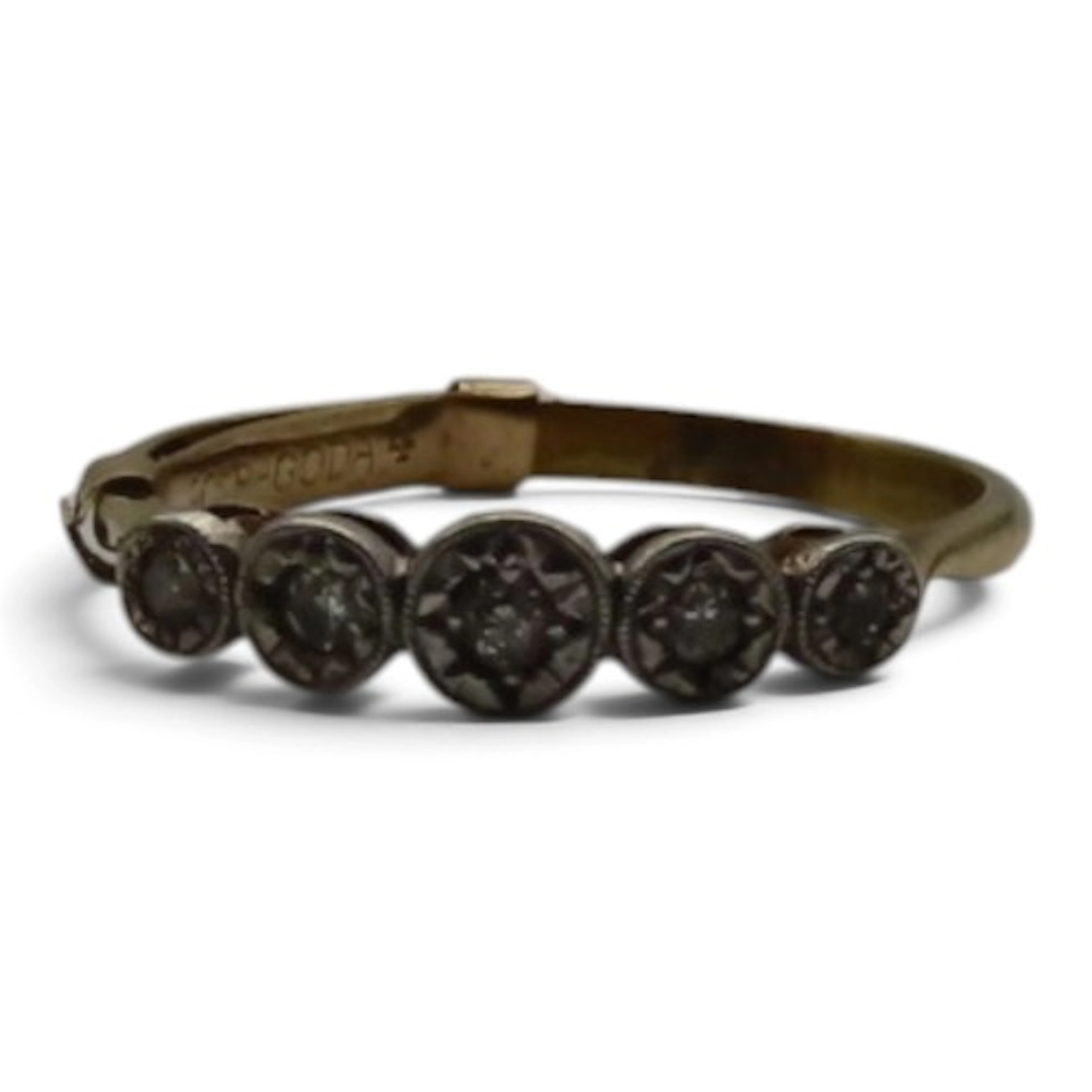 A five-stone diamond ring, illusion set with five old-cut di...