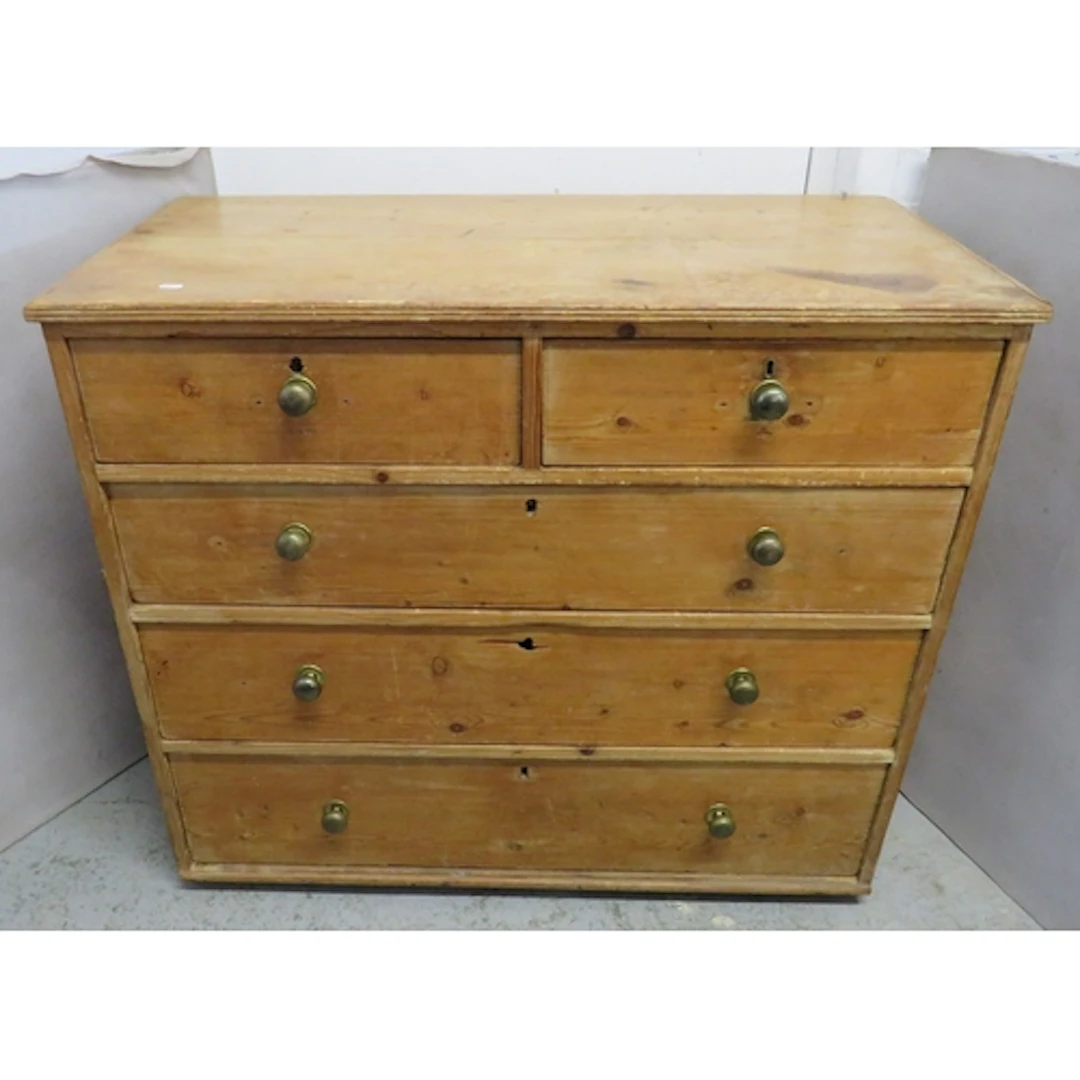 Antique Pine Chest of Drawers, pine bun handles, approx. 93c...