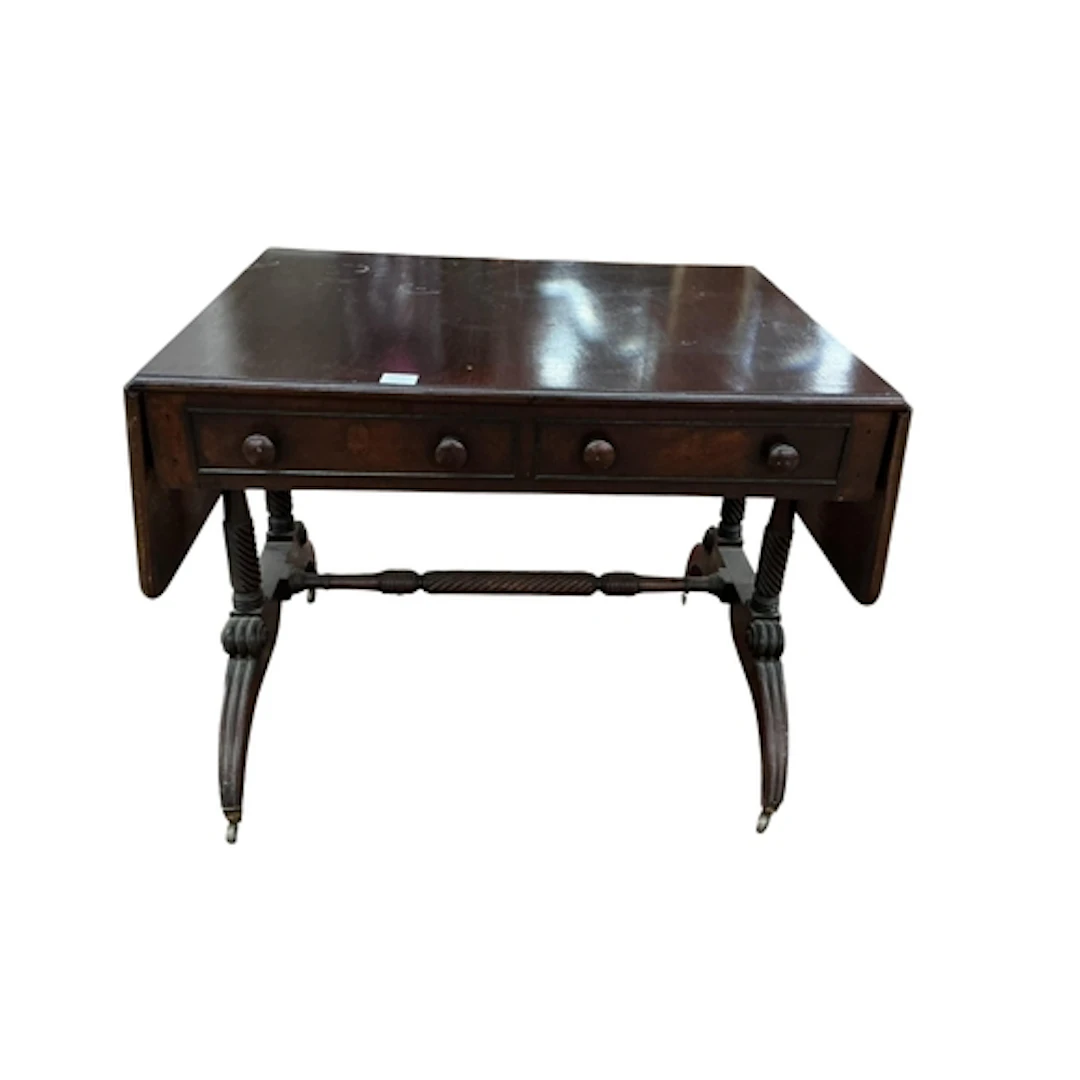 A Regency mahogany sofa table, width 93cm, depth 72cm, heigh...
