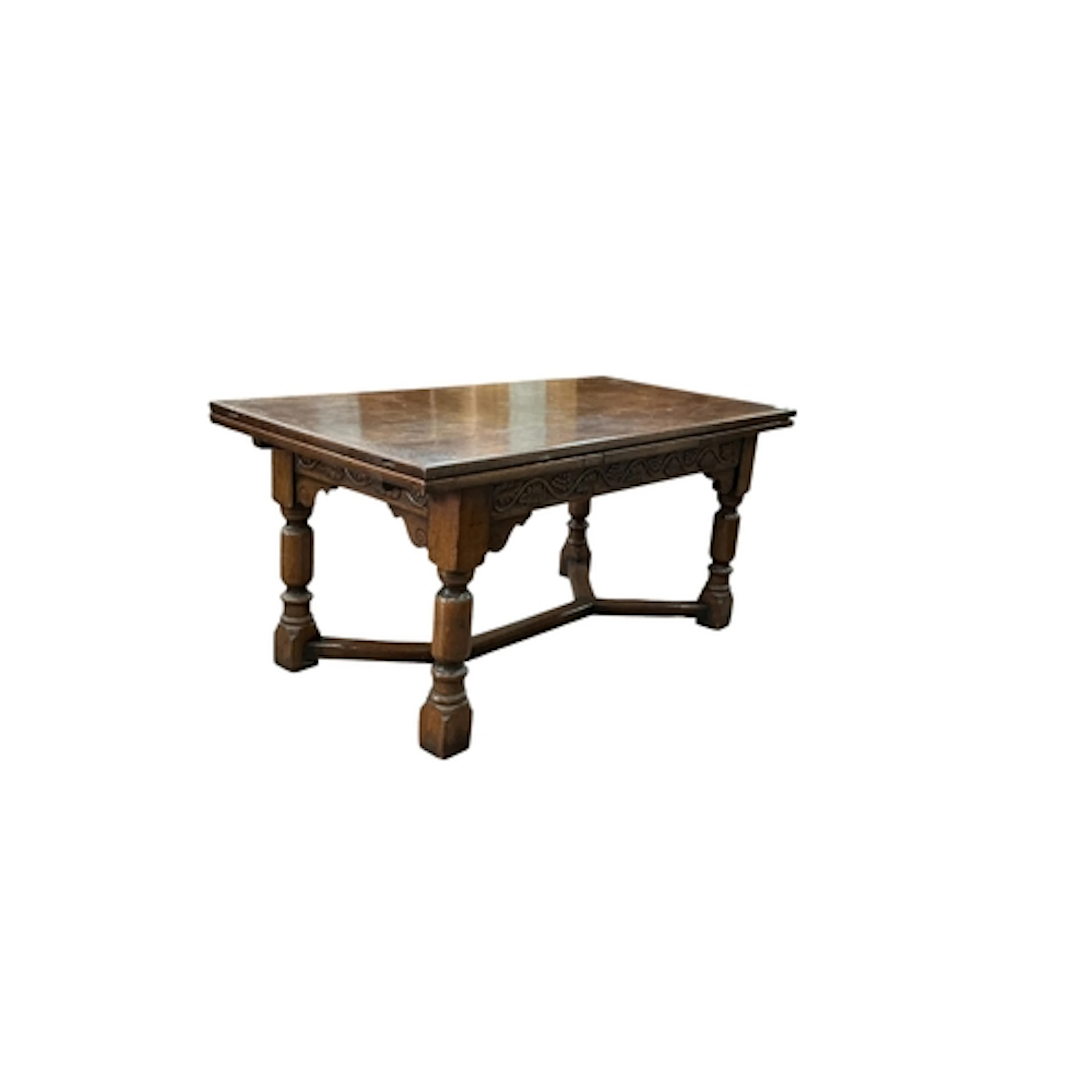 A 17th century style oak draw leaf dining table, width 167cm...