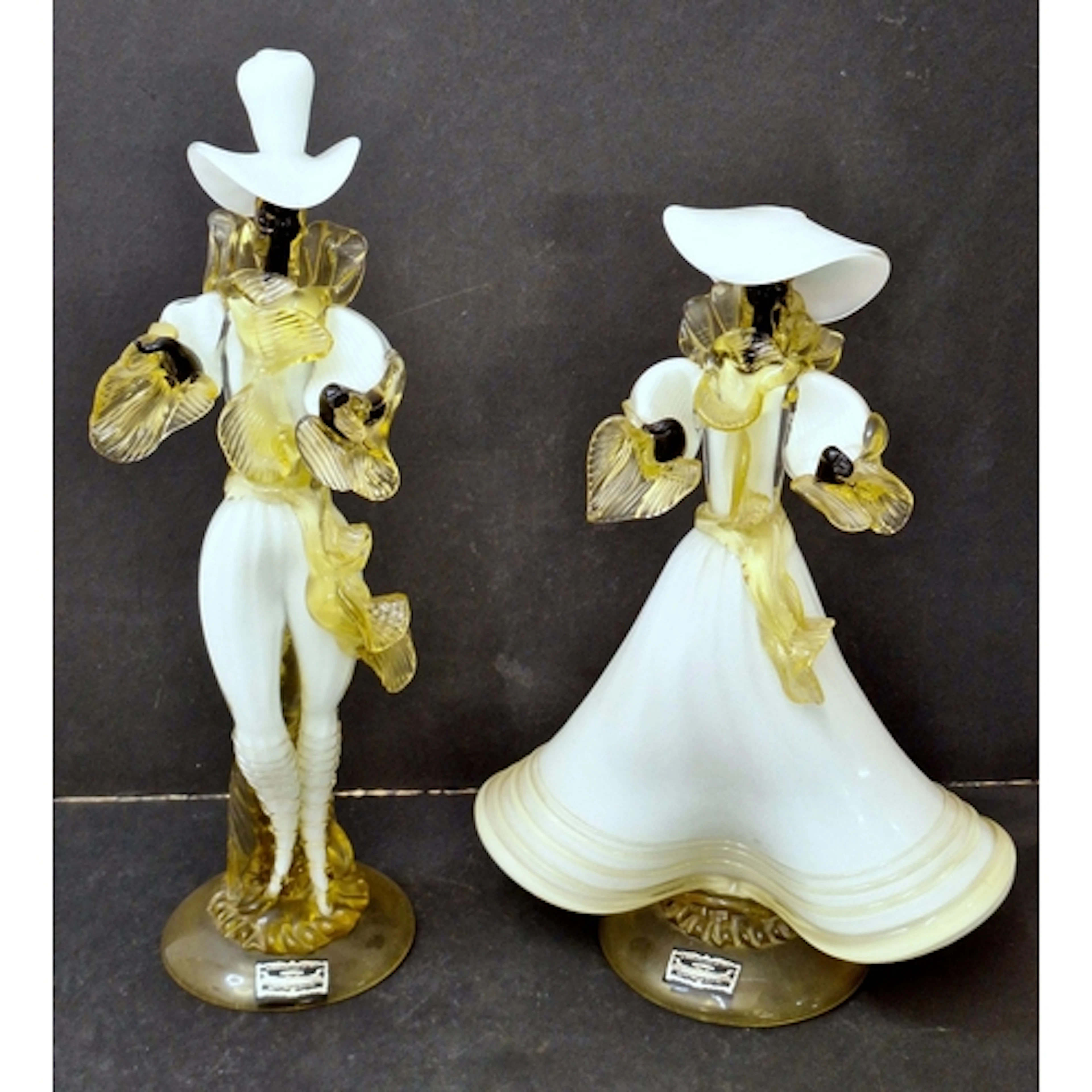 Pair Vintage Murano Figurines, male & female likely designed...