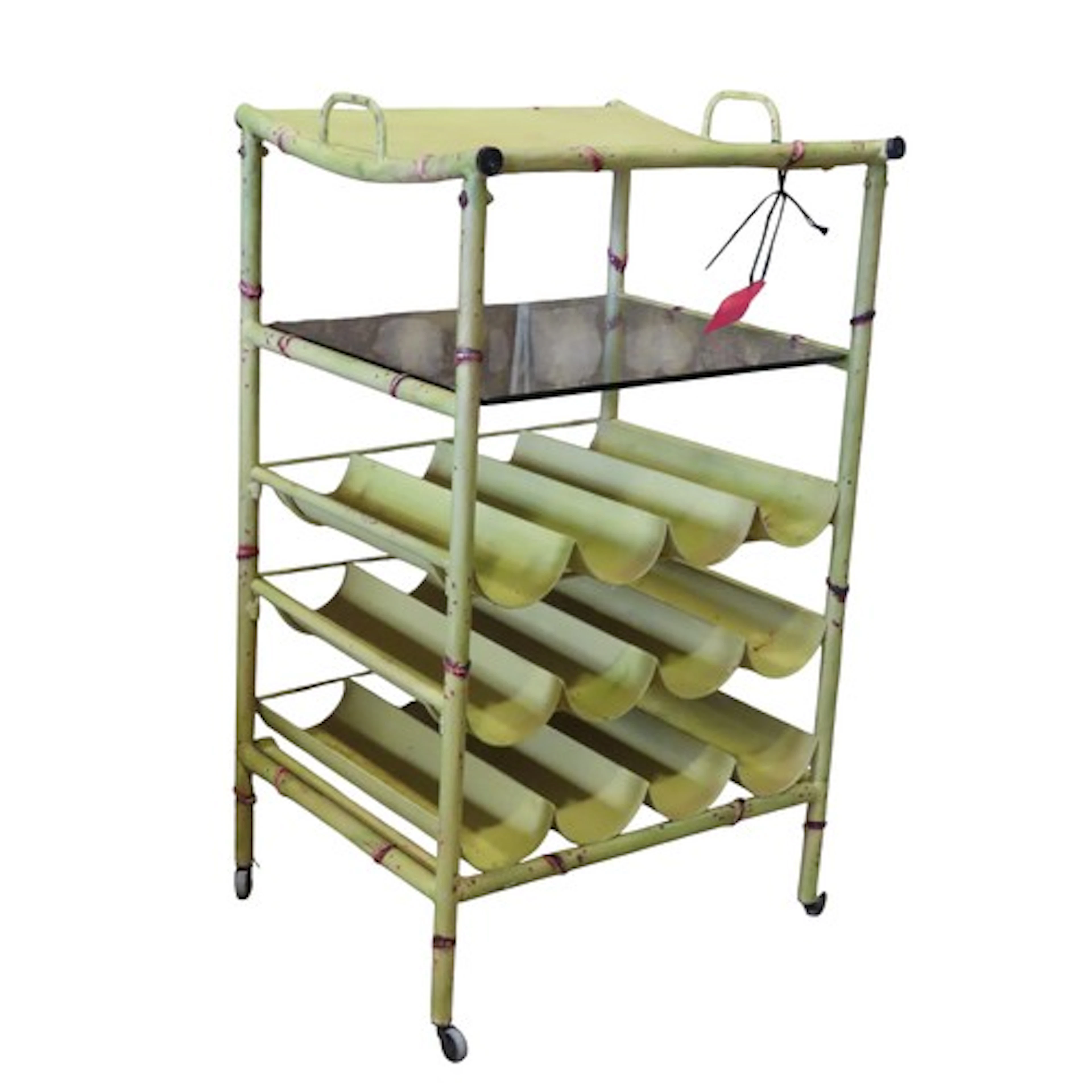 A decorative painted tubular steel frame simulated bamboo wi...