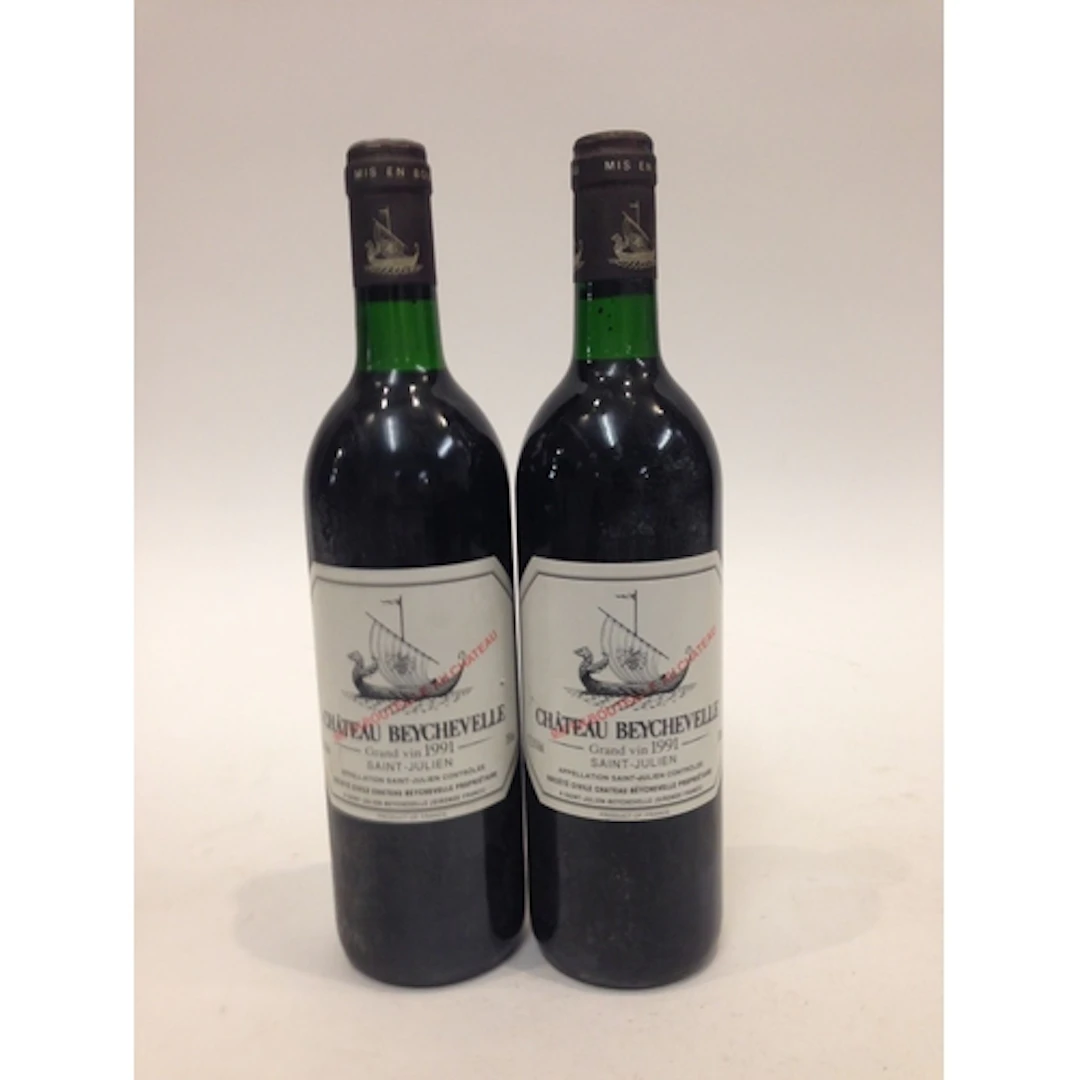 Two bottles of Chateau Beychevelle Grand Vin 1991 Saint Juli...