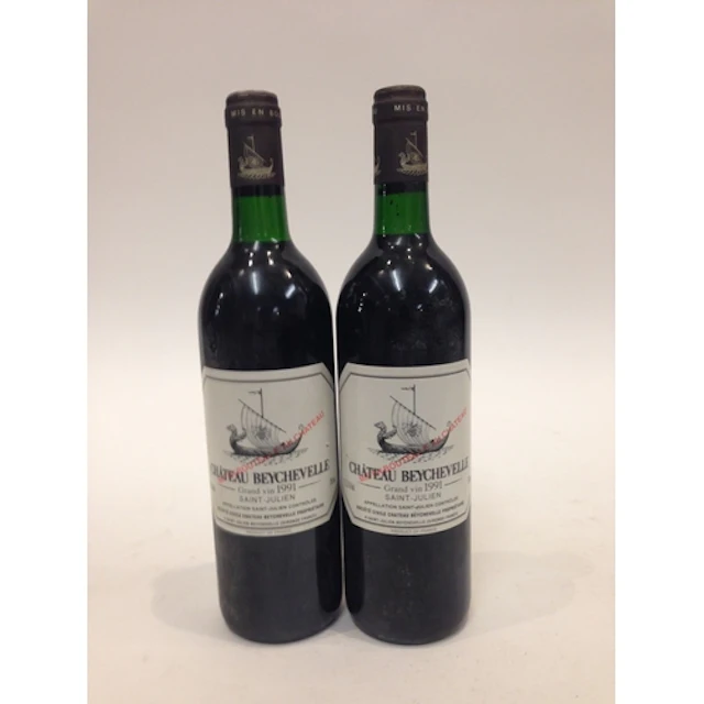 Two bottles of Chateau Beychevelle Grand Vin 1991 Saint Juli...