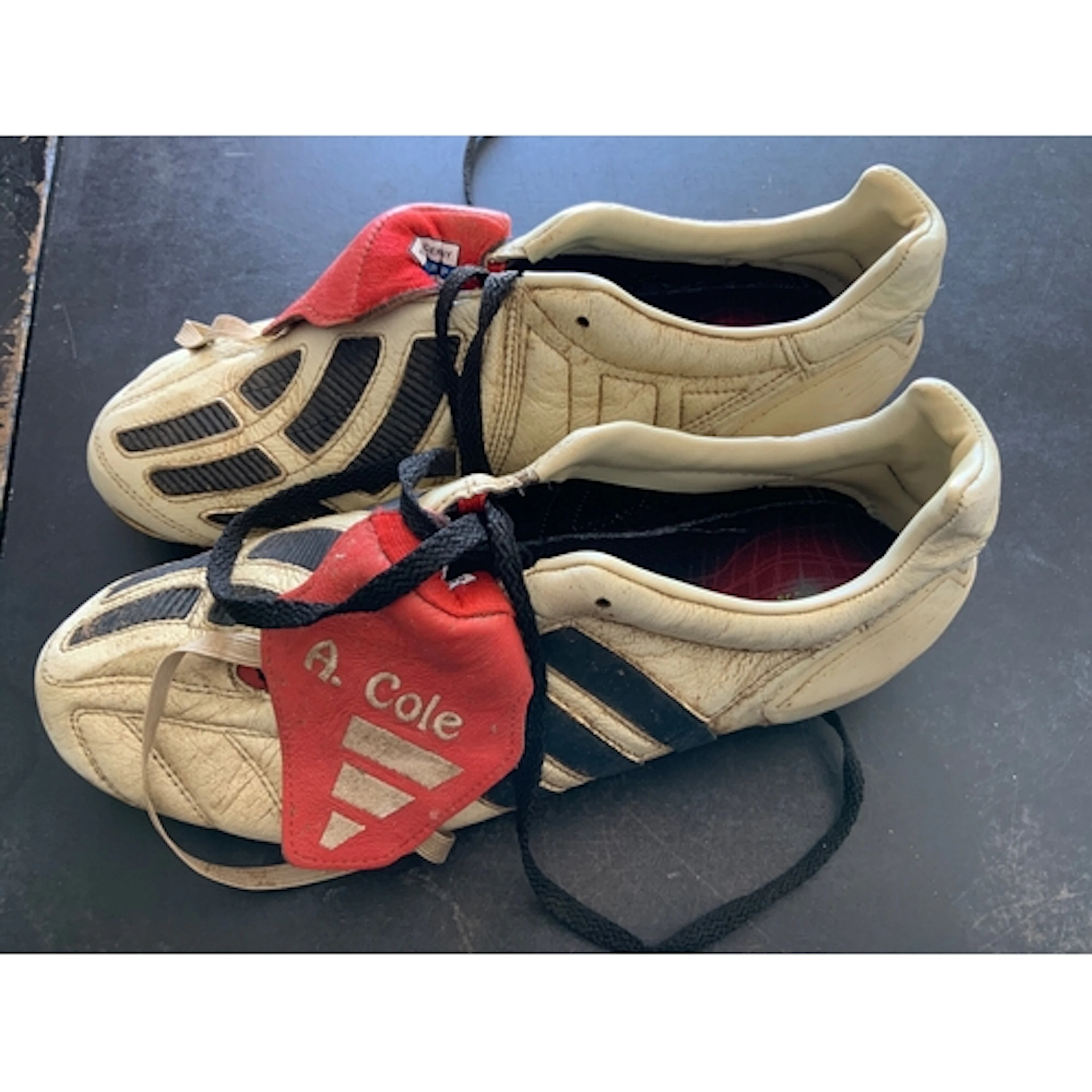 Ashley Cole Arsenal Match Worn Football Boots: Adidas white ...