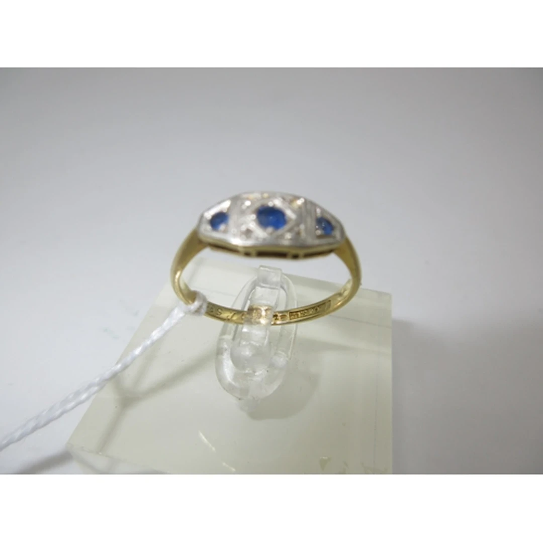 18ct Gold and Platinum Sapphire and Diamond Ring, Size P, 2....