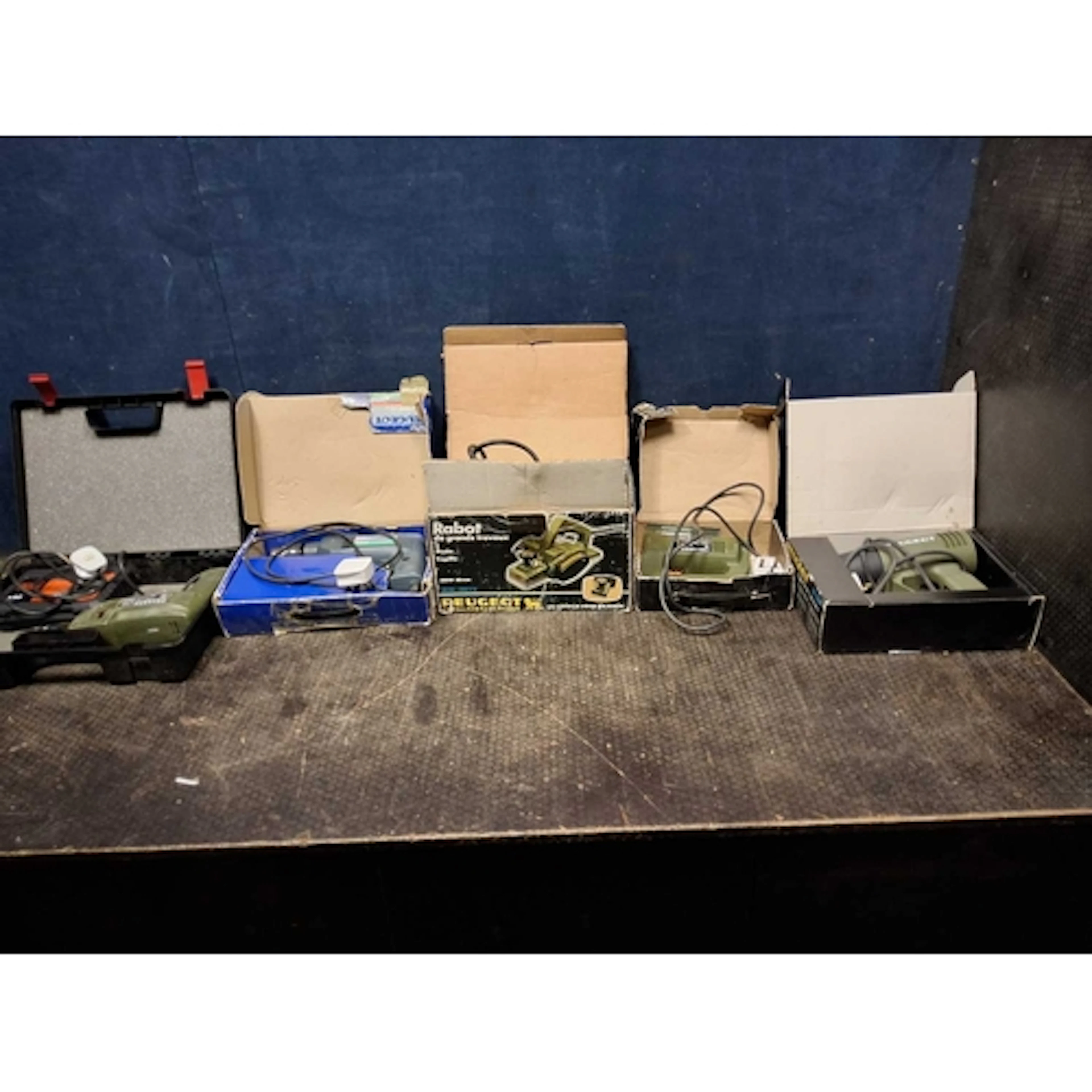 A COLLECTION OF PEUGEOT POWER TOOLS including two drills, a ...