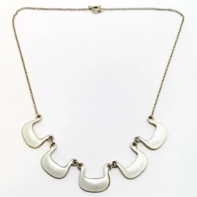 Øystein Balle (Norway) silver enamel panel necklace - 40cm &...