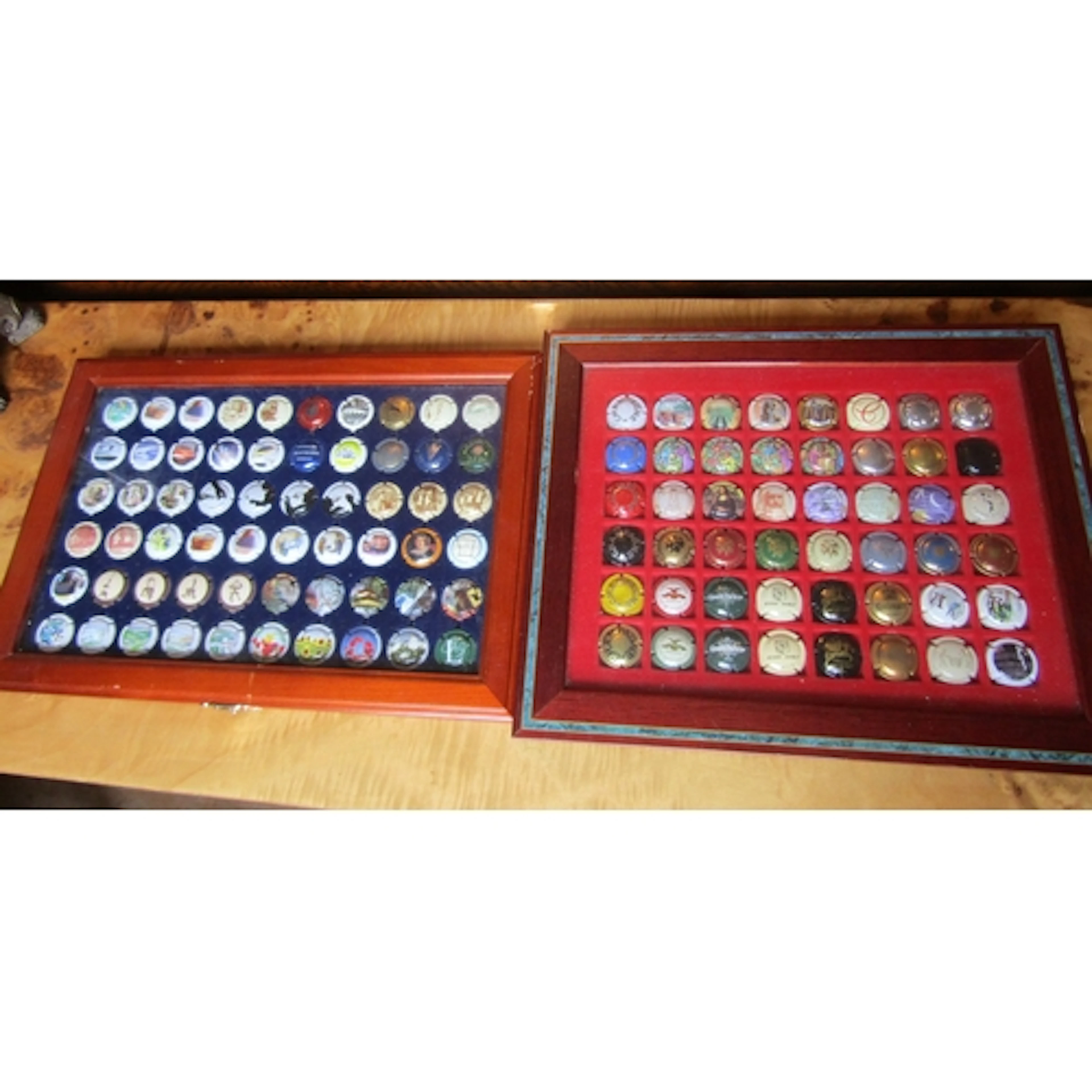 Collection of Champagne Bottle Corks Contained Within Glazed...