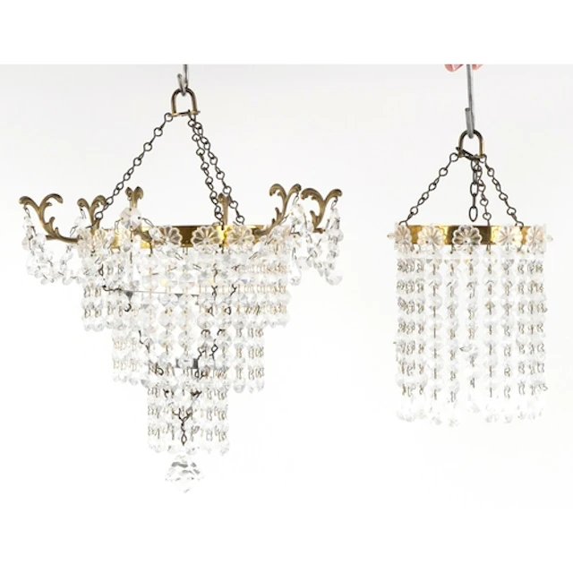 Two vintage gilt brass and cut glass chandeliers, the larges...