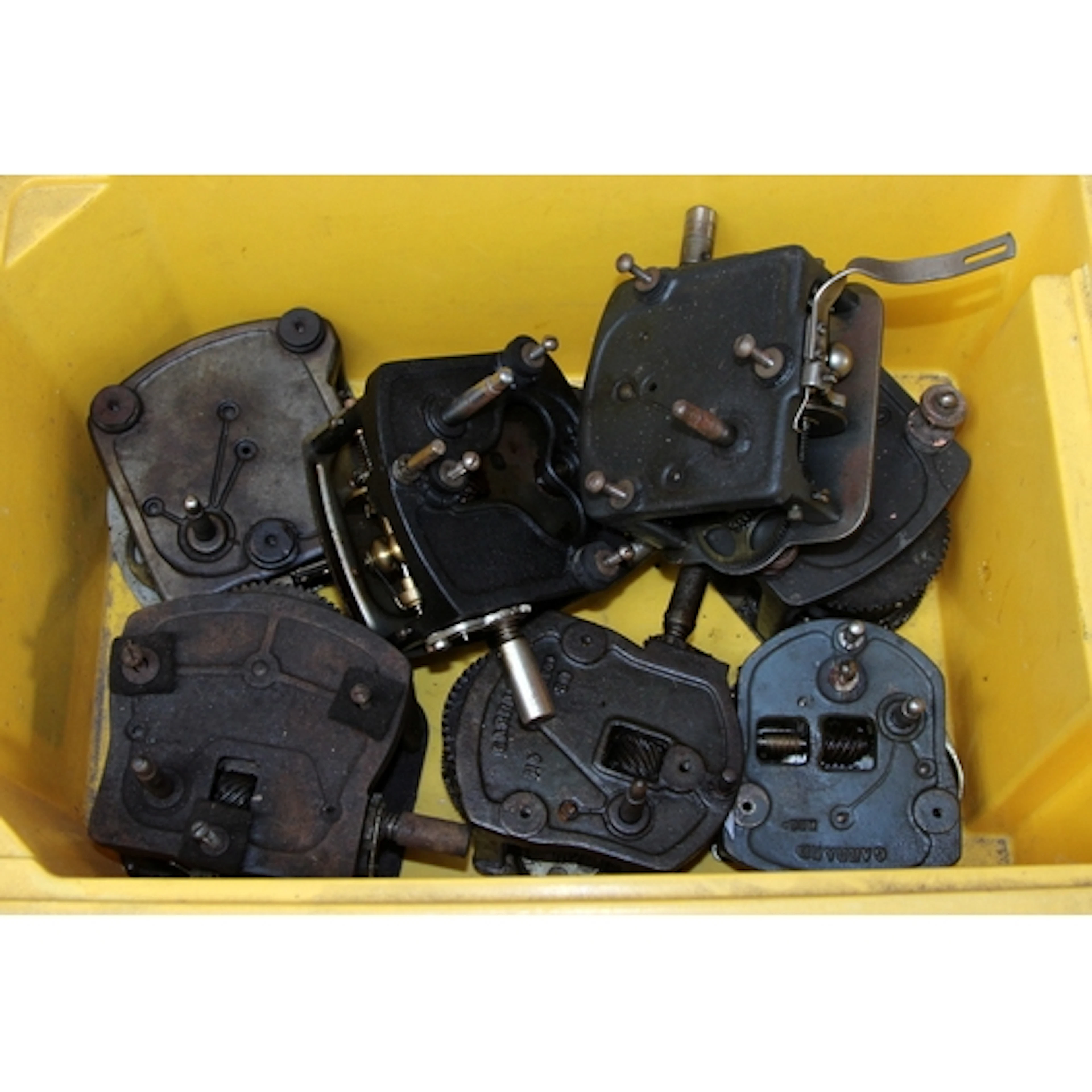 A collection of antique Garrard gramophone motors, Junior B,...