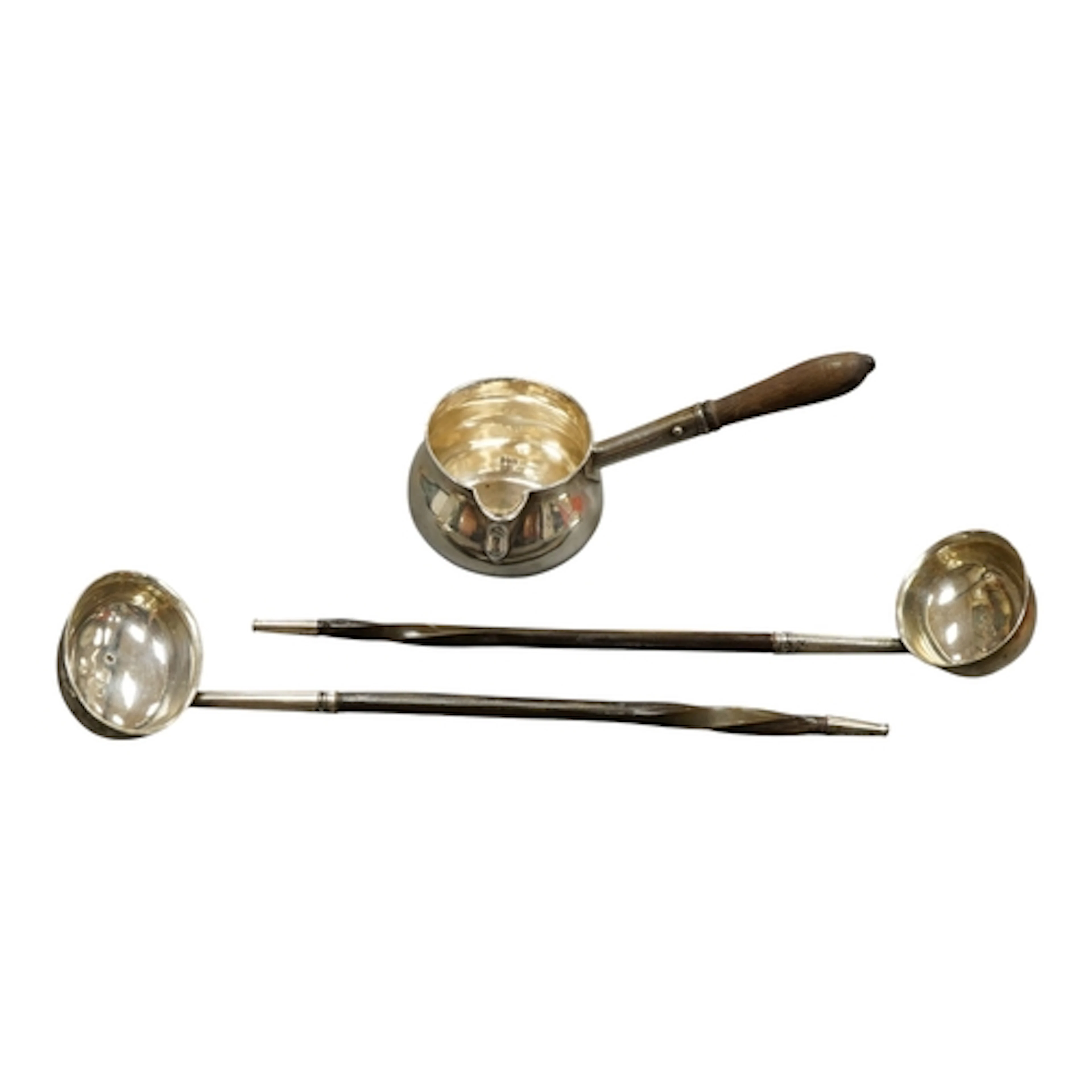 A small George III silver brandy warming pan, indistinct mar...
