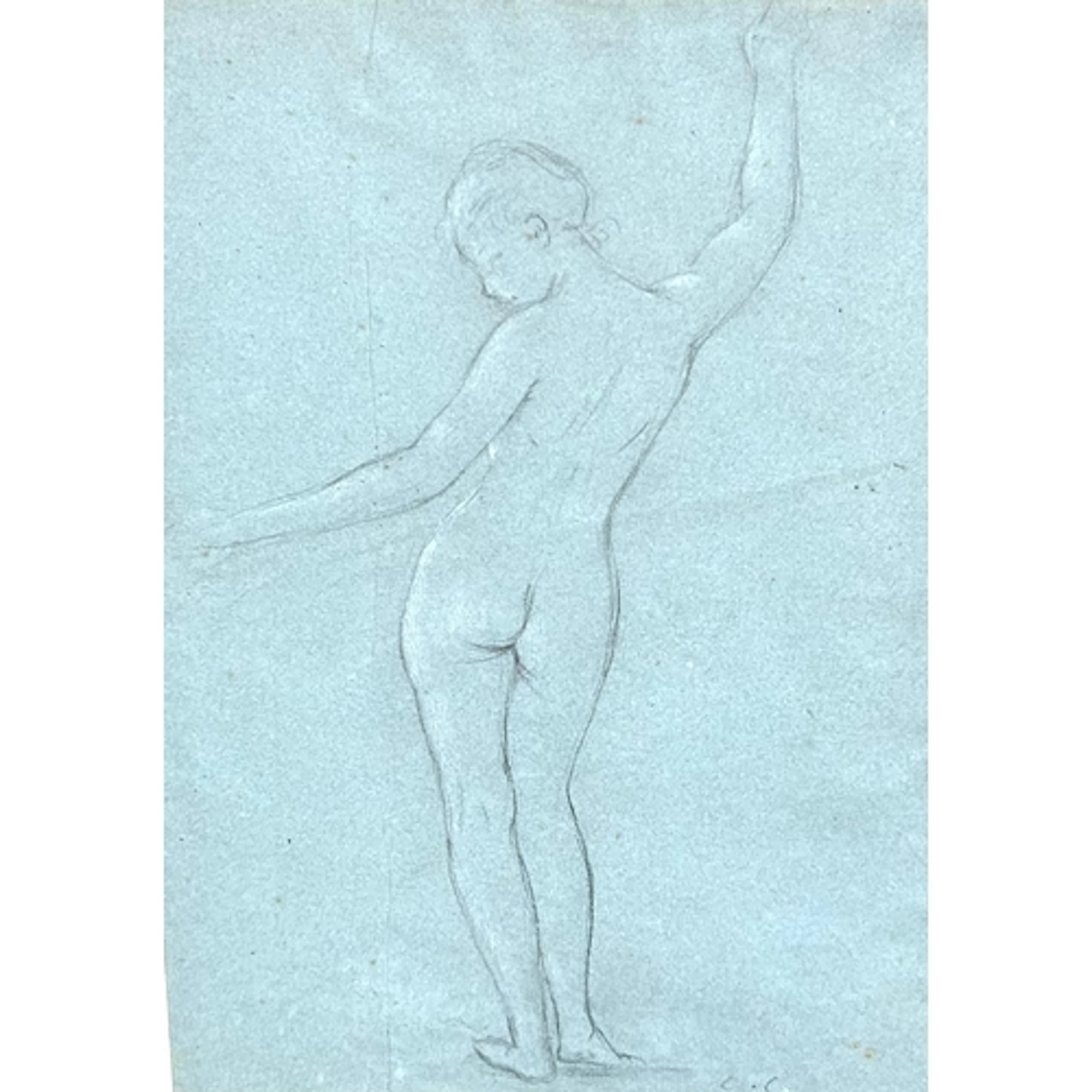GEORGE CLAUSEN (BRITISH, 1852-1944): STANDING NUDE Pencil on...