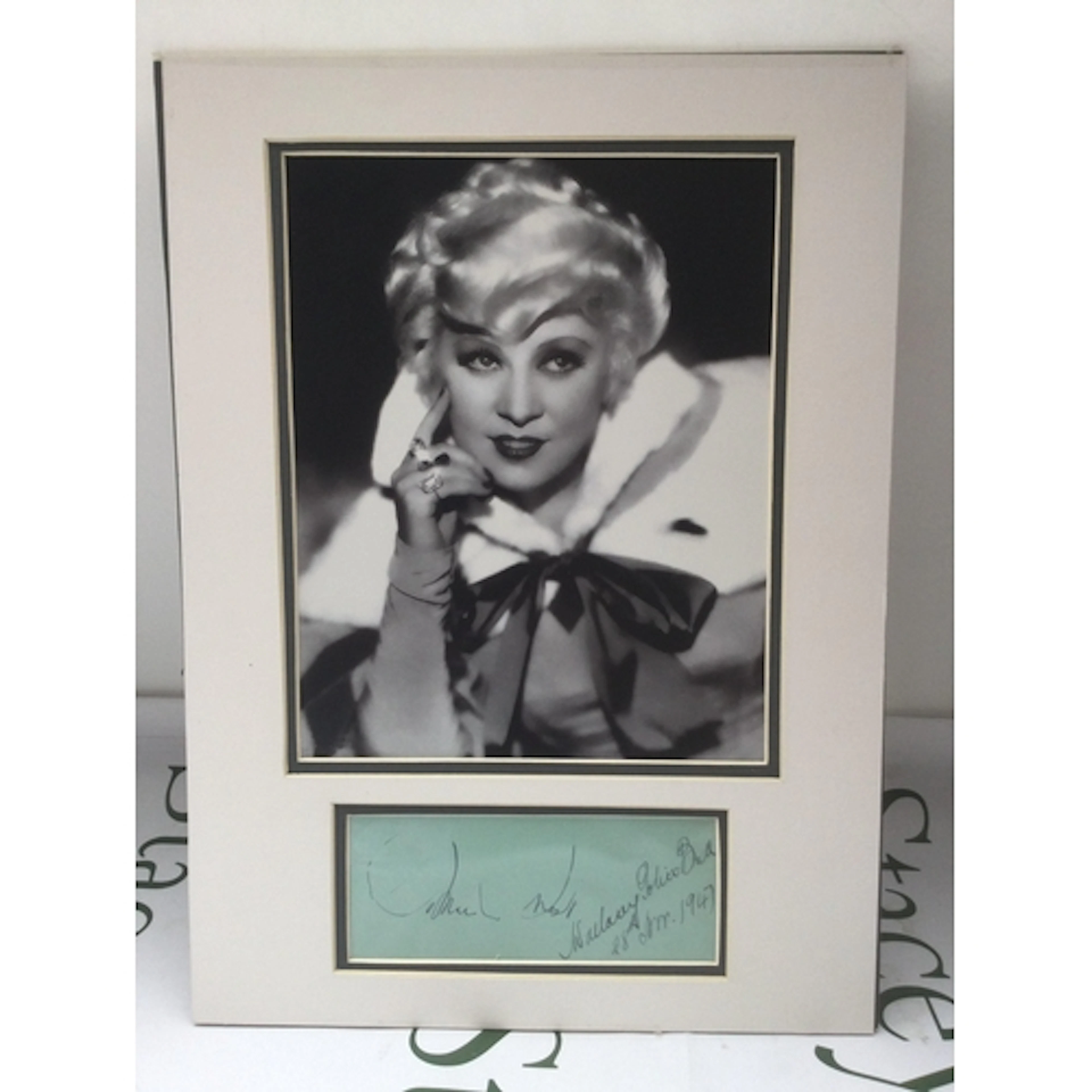 A framed and signed display of Mae West with COA, approx 30c...
