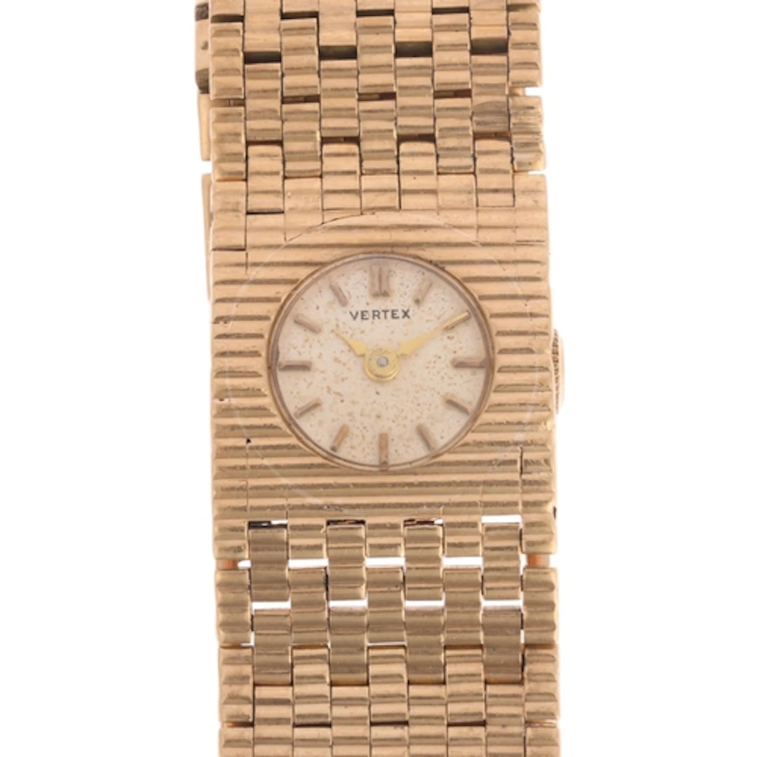 VERTEX - a lady's Vintage 9ct gold mechanical bracelet watch...