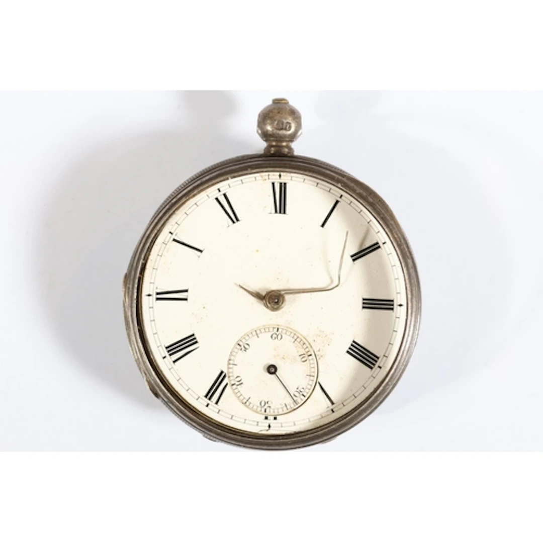 Silver cased open faced key wound pocket watch by George Bar...