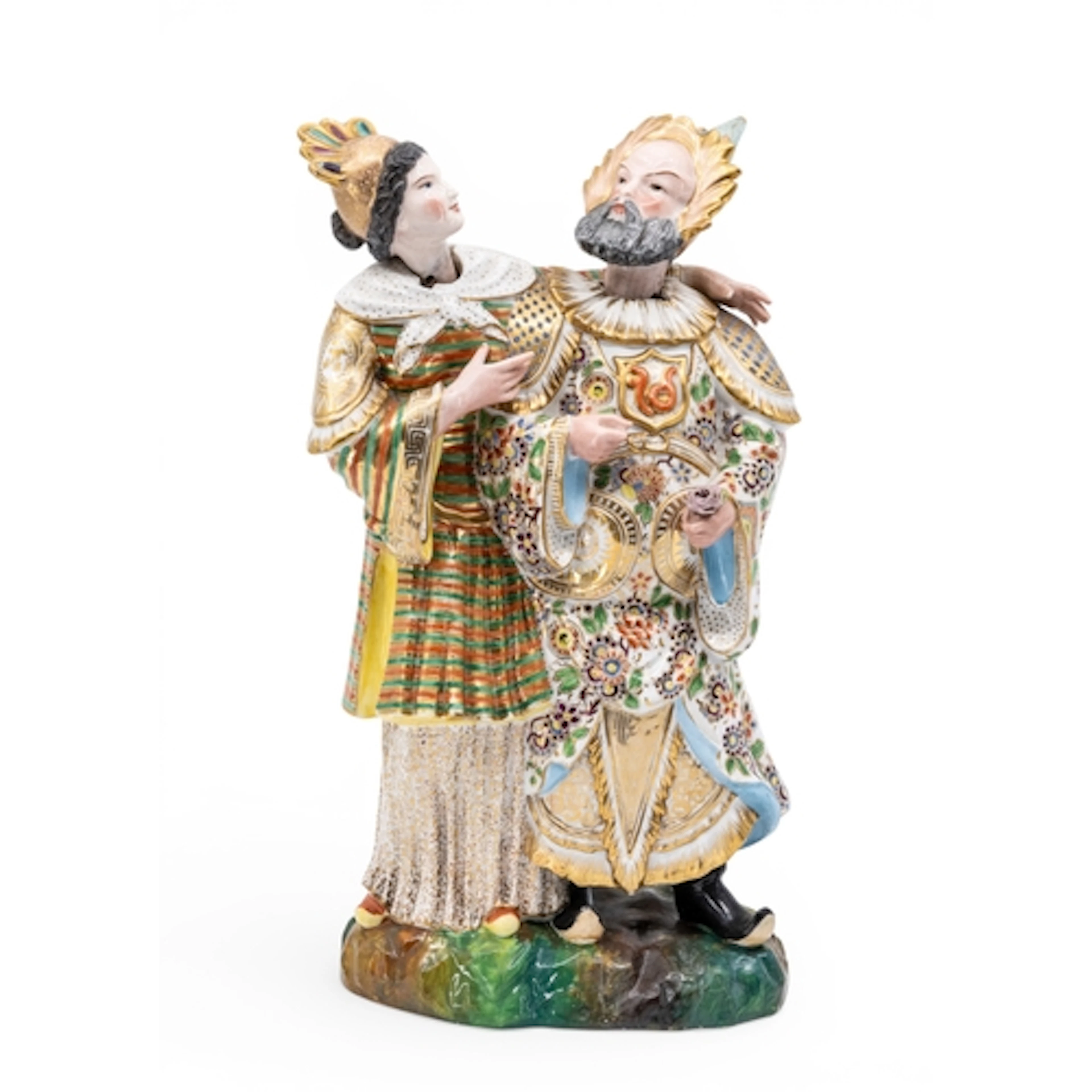A JACOB PETIT NODDING FIGURE GROUP, 19th century, depicting ...