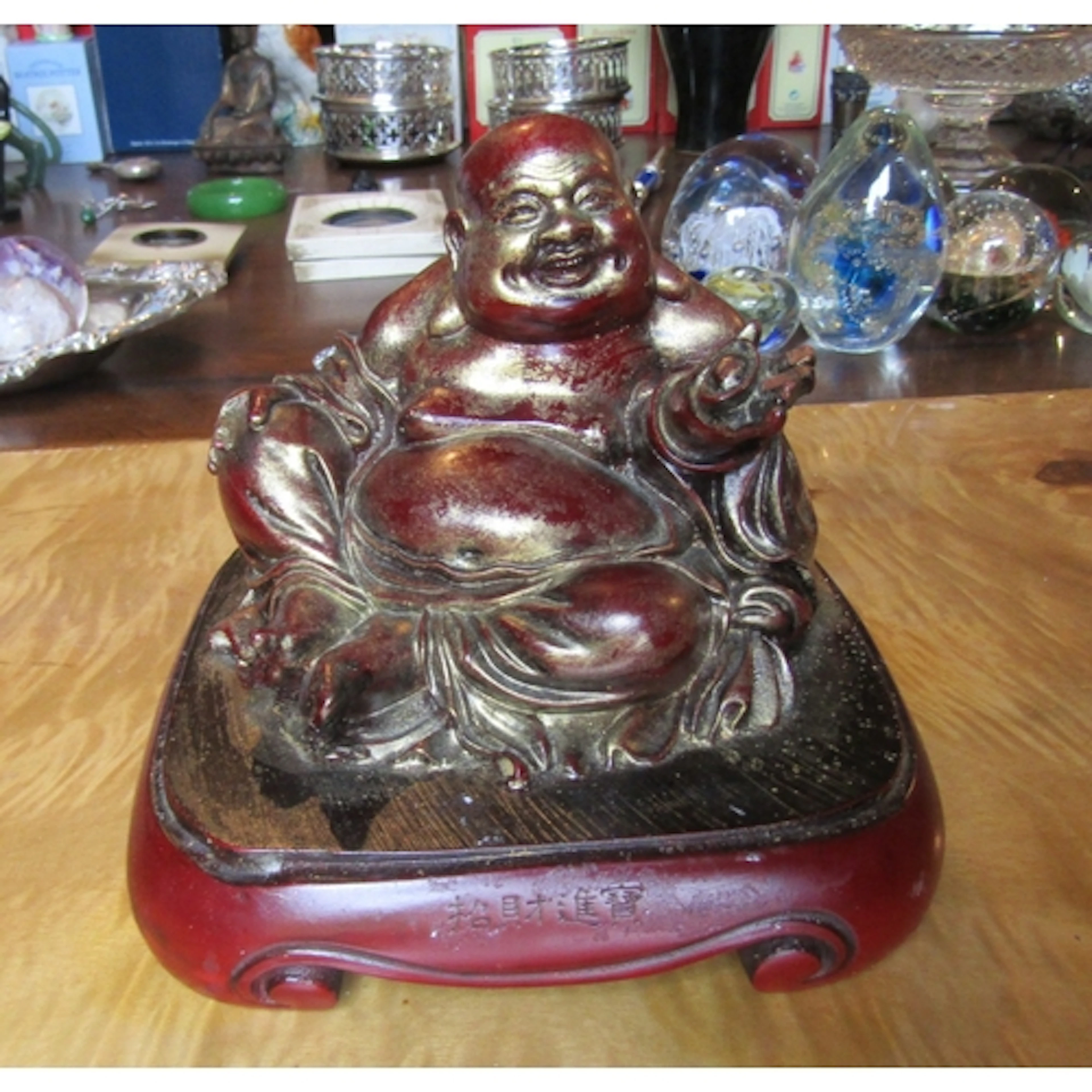 Gilt Decorated Temple Figure Seated Budda Approximately 5 In...