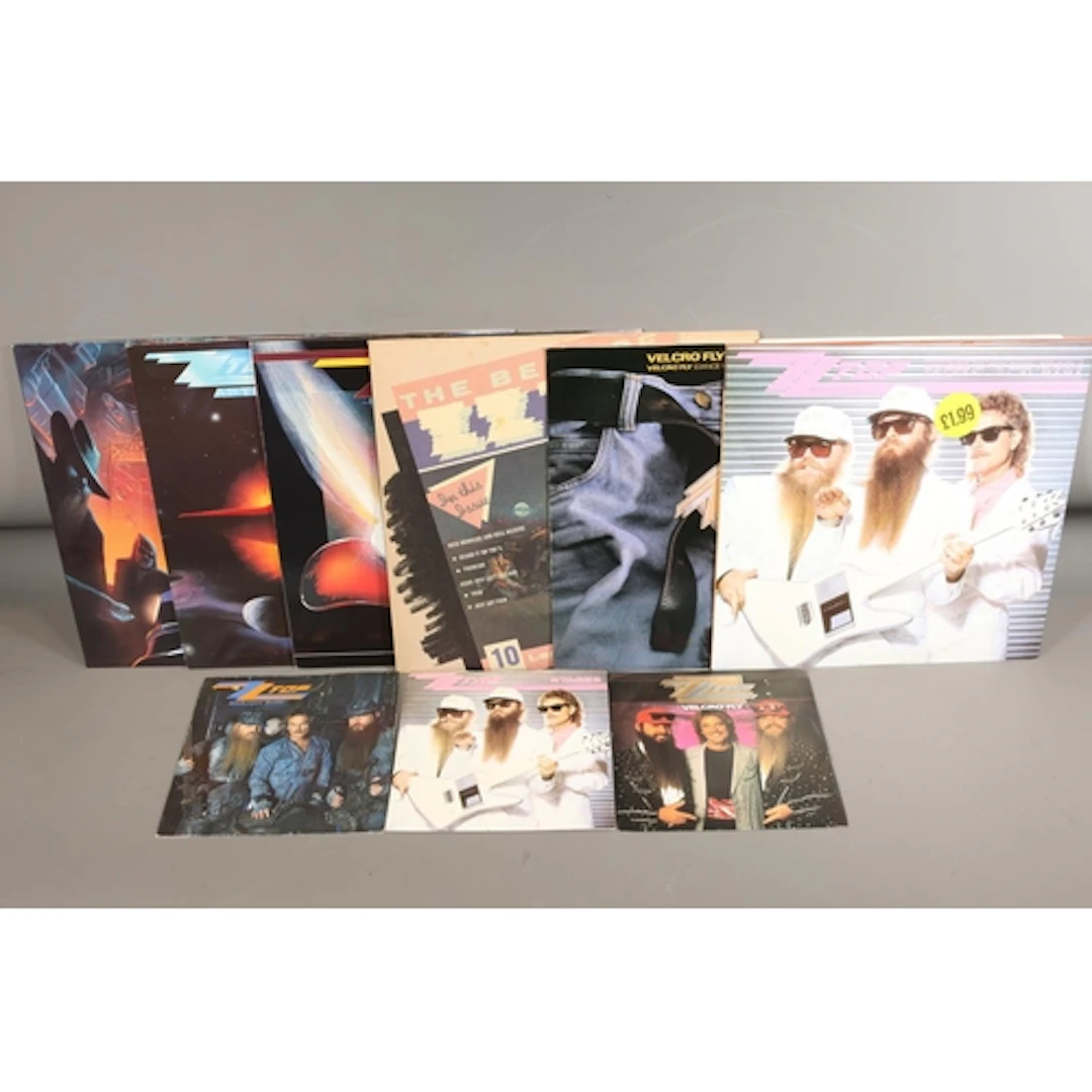 ZZ Top vinyl records and 12'' and 7'' singles to include Vel...