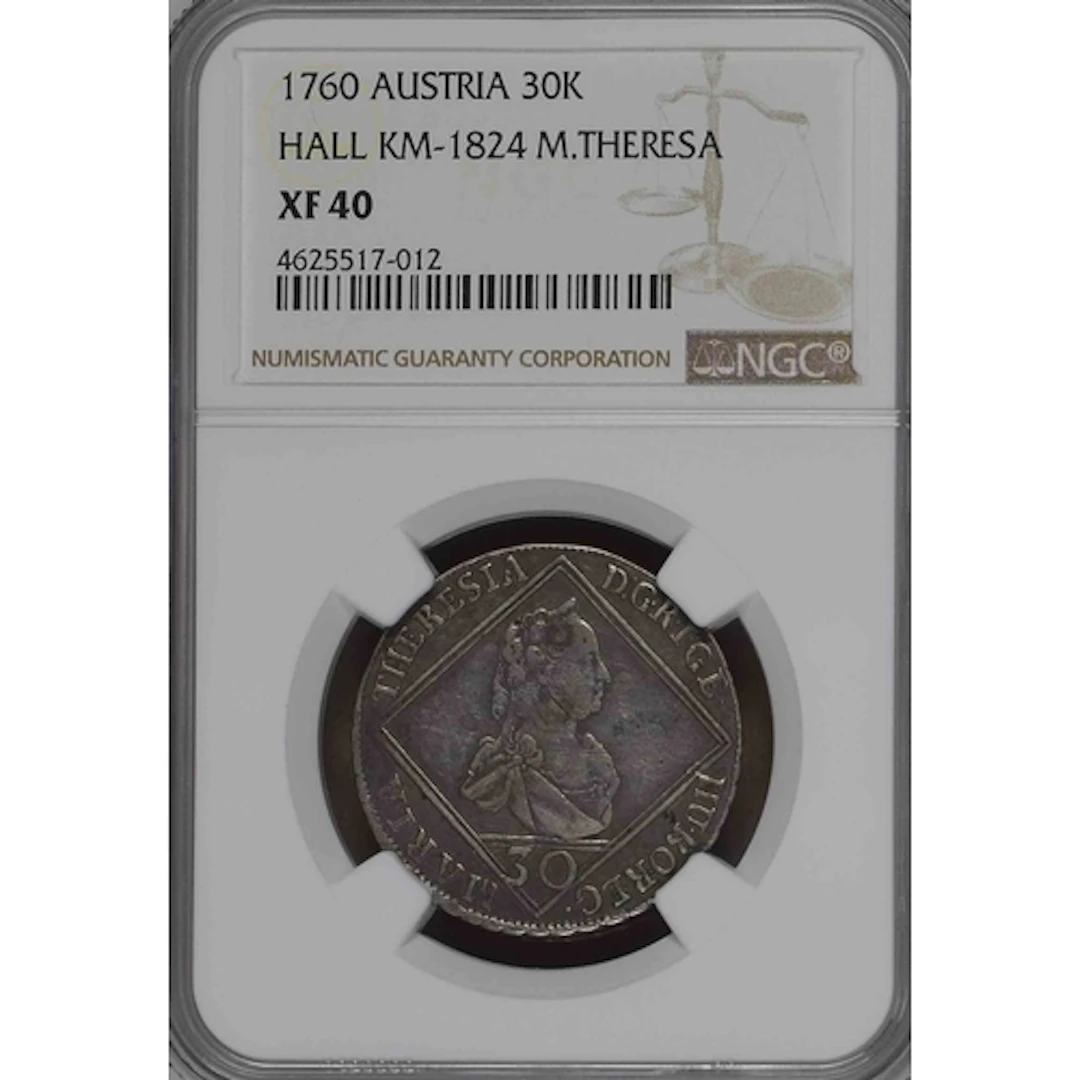 1760 Austria Maria Theresa silver 30 Kreuzer coin (KM No. 18...