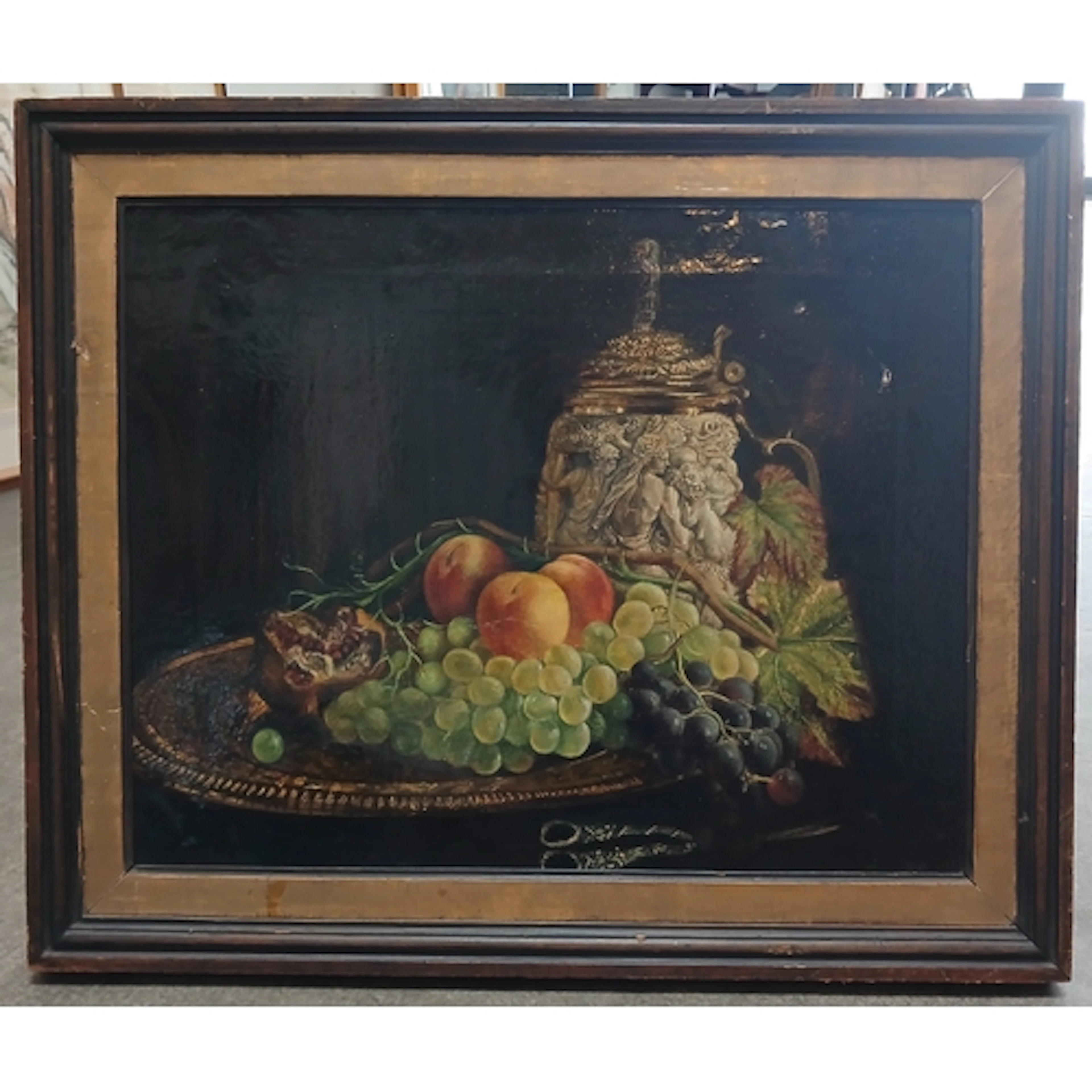 19th Century School, still life, oil on canvas, 39cm x 49cm,...