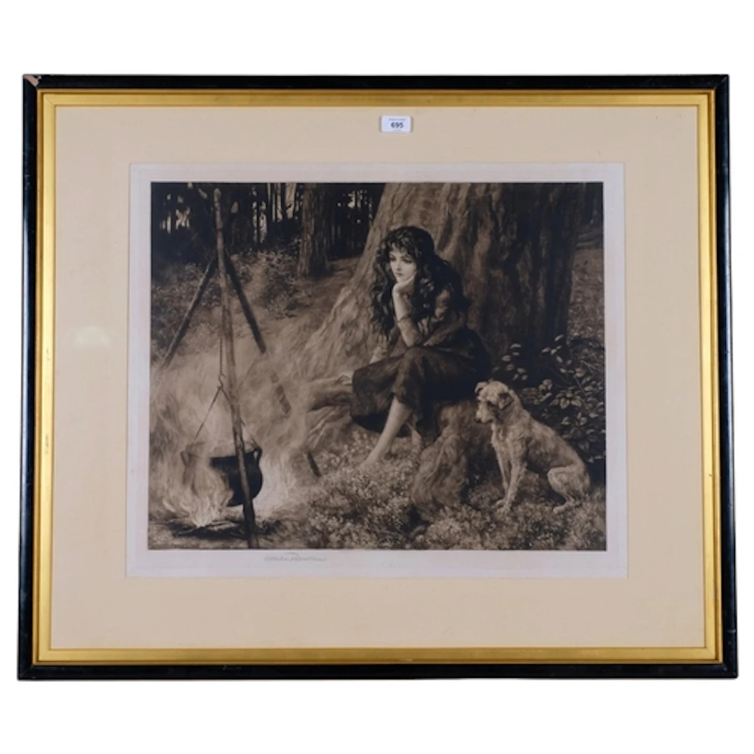 Herbert Dicksee (1862 - 1942), The Little Gypsy, 1903, etchi...